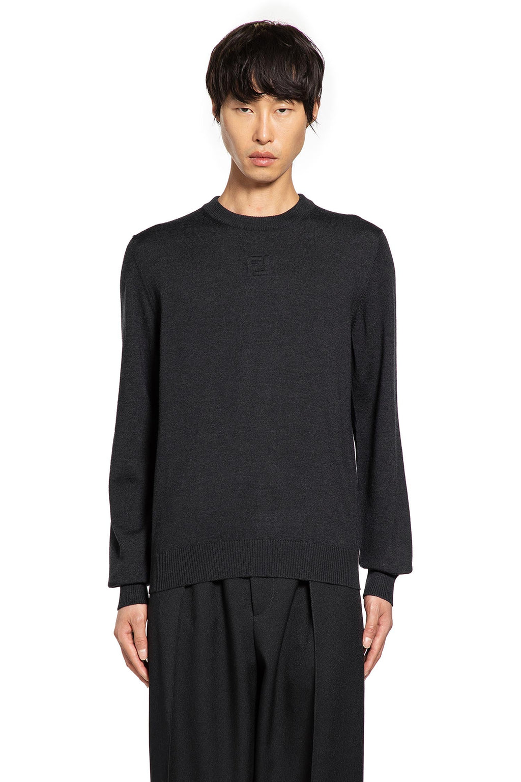 Оригінальна Crewneck Knitwear In Fleece Wool Fendi – вид ззаду