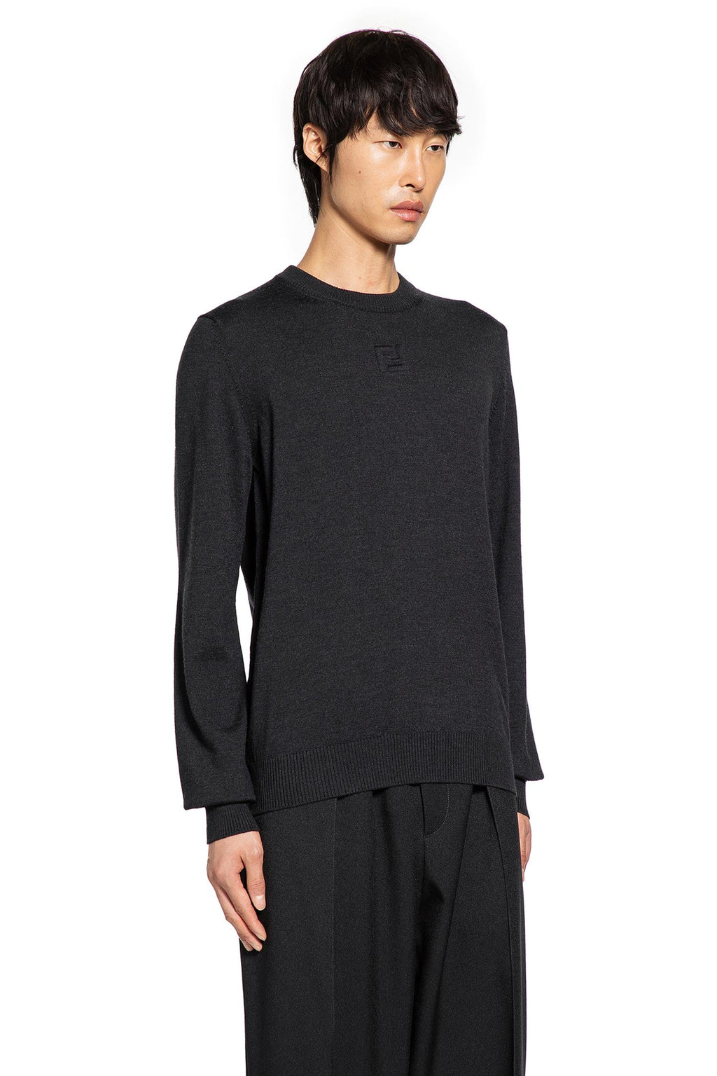 Оригінальна Crewneck Knitwear In Fleece Wool Fendi – детальний вид