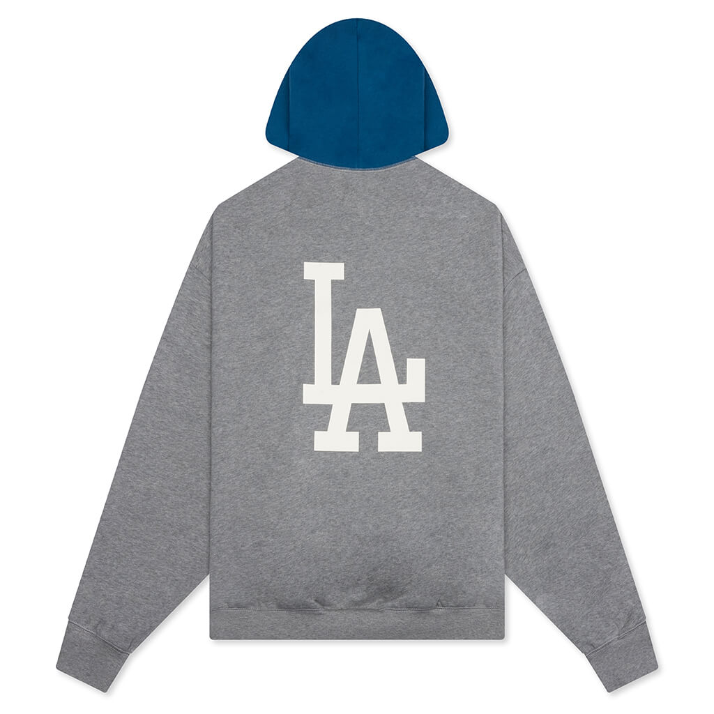 Оригінальна X Mlb Dodgers Sport Hoodie Concrete Heather Fear of god – вид ззаду - FEAR OF GOD
