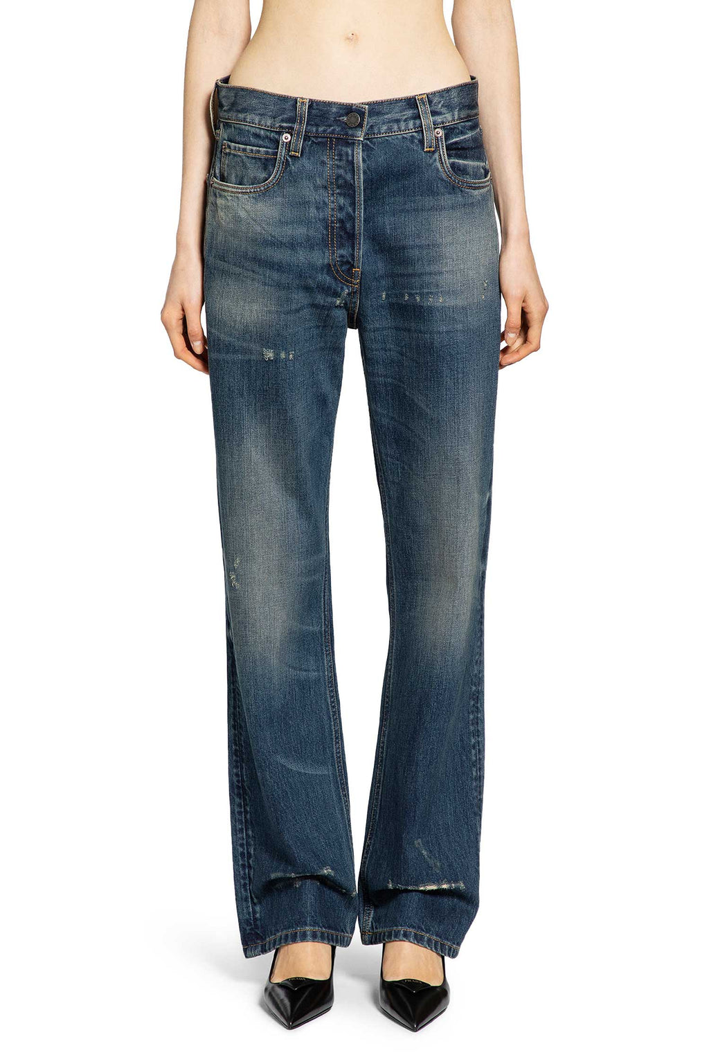 Straight Leg Washed Denim Jeans Prada – Гарантія оригінальності – вид ззаду