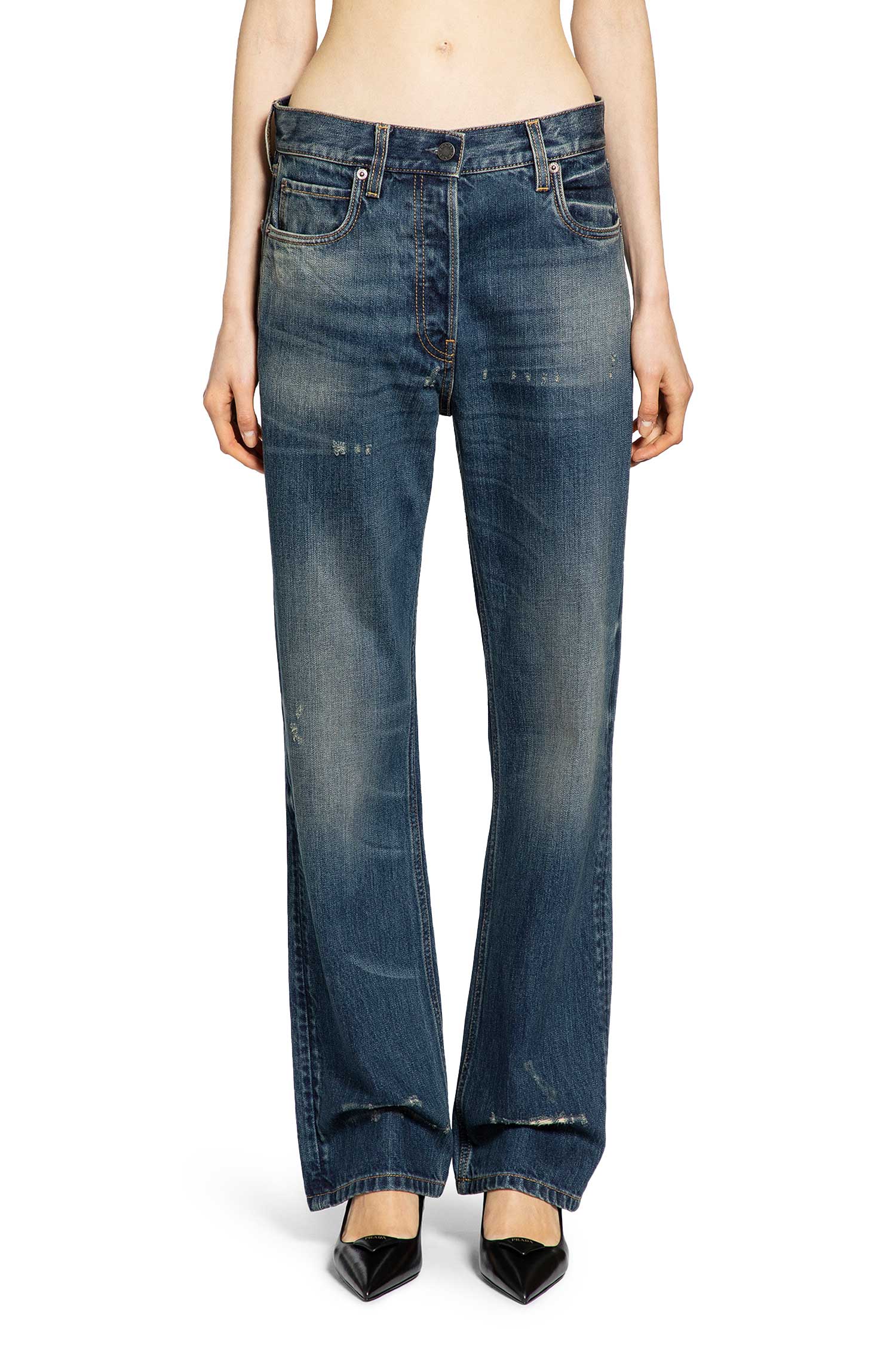 Straight Leg Washed Denim Jeans Prada – Гарантія оригінальності – вид ззаду