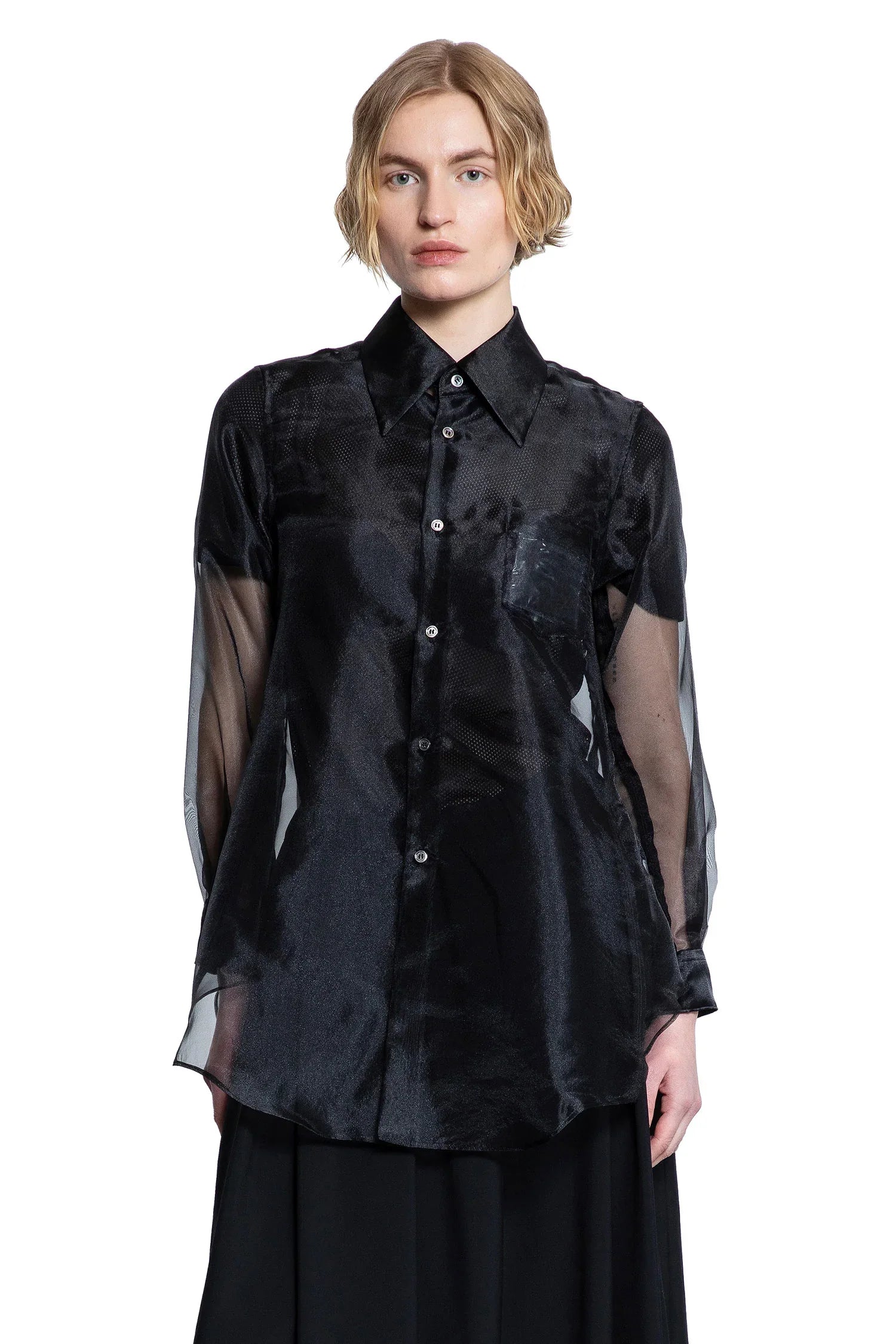 Оригінальна Layered Wool Mesh And Tulle Shirt Comme des garcons – боковий вид