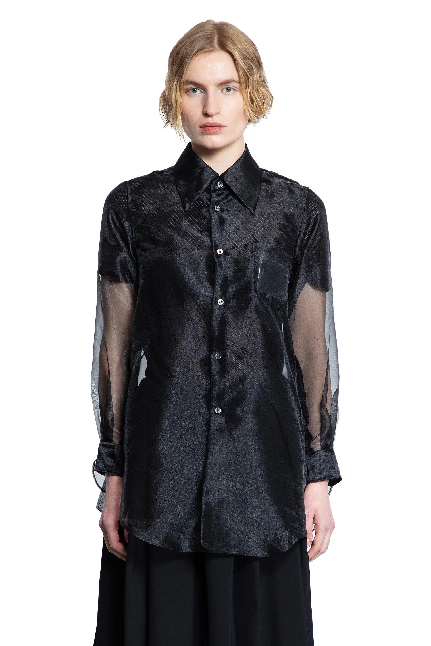 Оригінальна Layered Wool Mesh And Tulle Shirt Comme des garcons – вид ззаду
