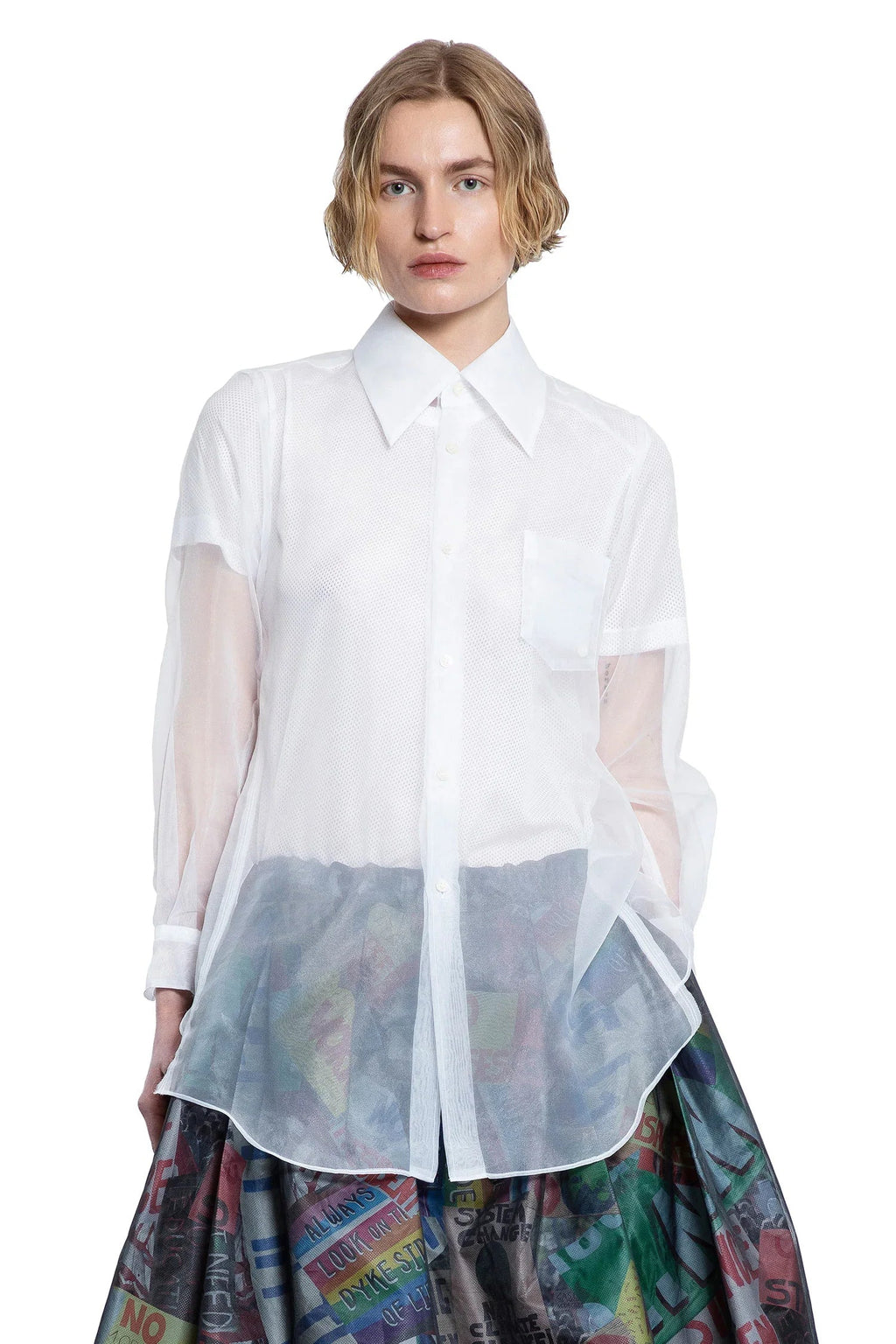 Оригінальна Layered Wool Mesh And Tulle Shirt Comme des garcons – боковий вид