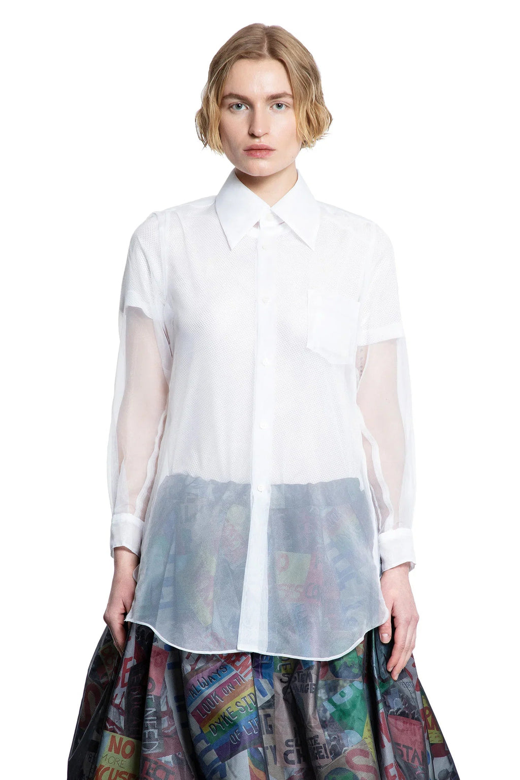 Оригінальна Layered Wool Mesh And Tulle Shirt Comme des garcons – вид ззаду