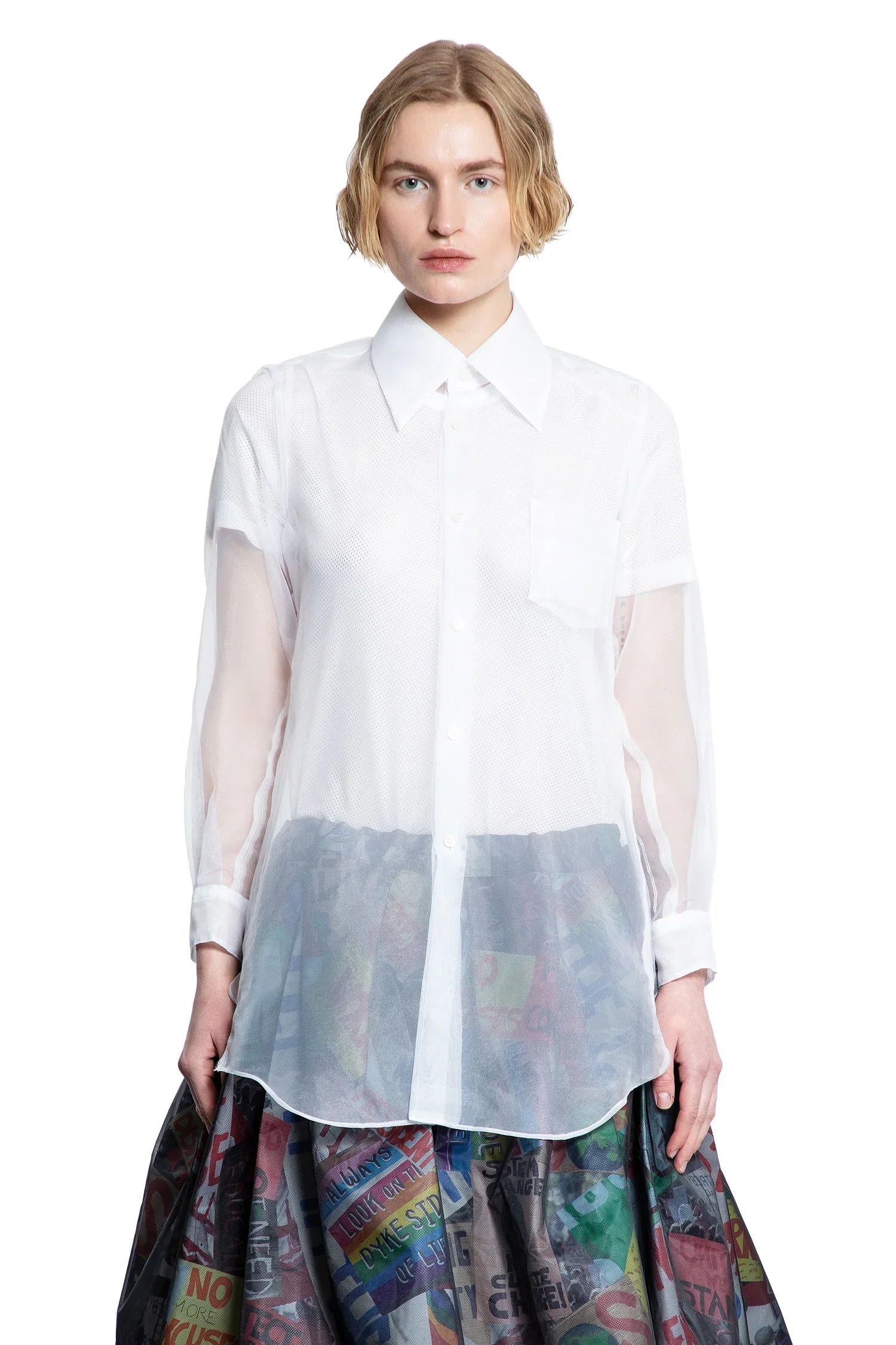 Оригінальна Layered Wool Mesh And Tulle Shirt Comme des garcons – вид ззаду