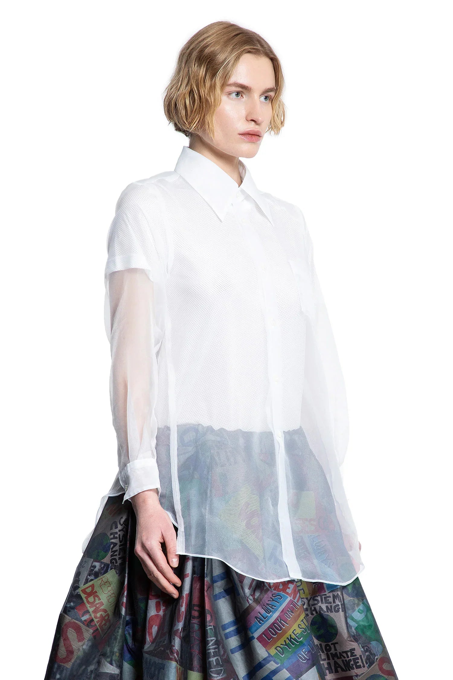 Оригінальна Layered Wool Mesh And Tulle Shirt Comme des garcons – детальний вид