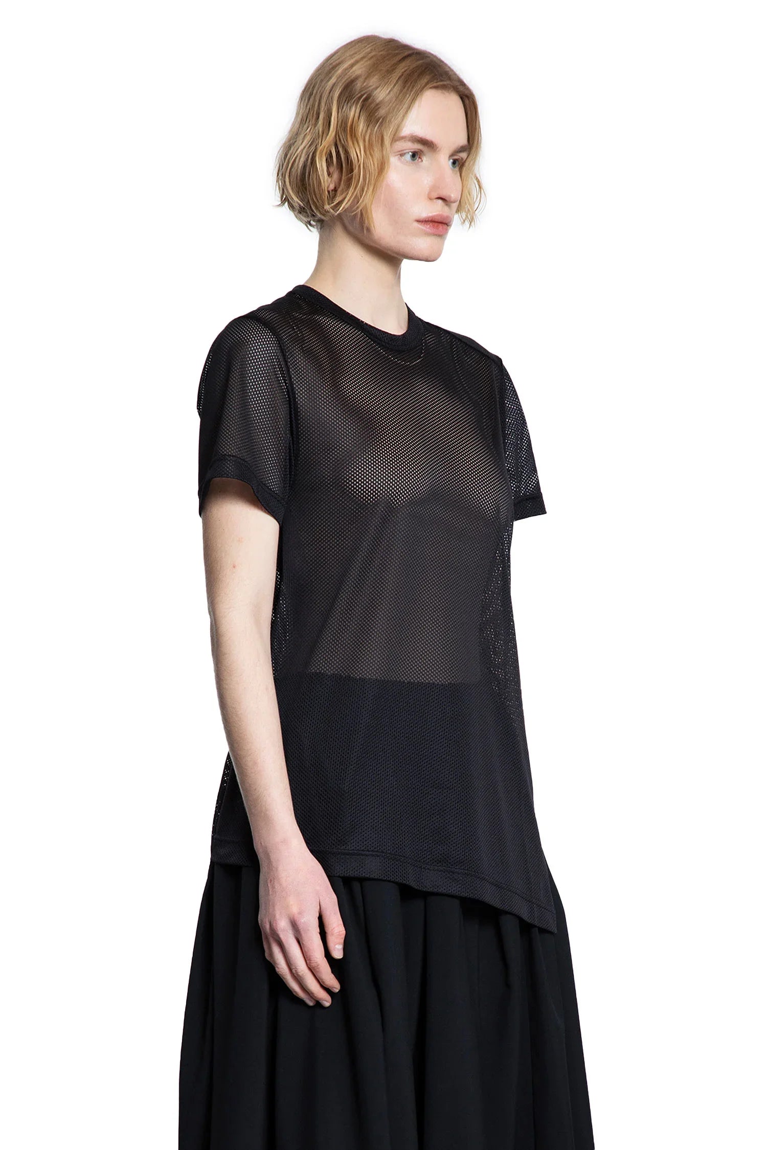 Оригінальна Asymmetric Nylon Mesh T-Shirt Comme des garcons – вид ззаду