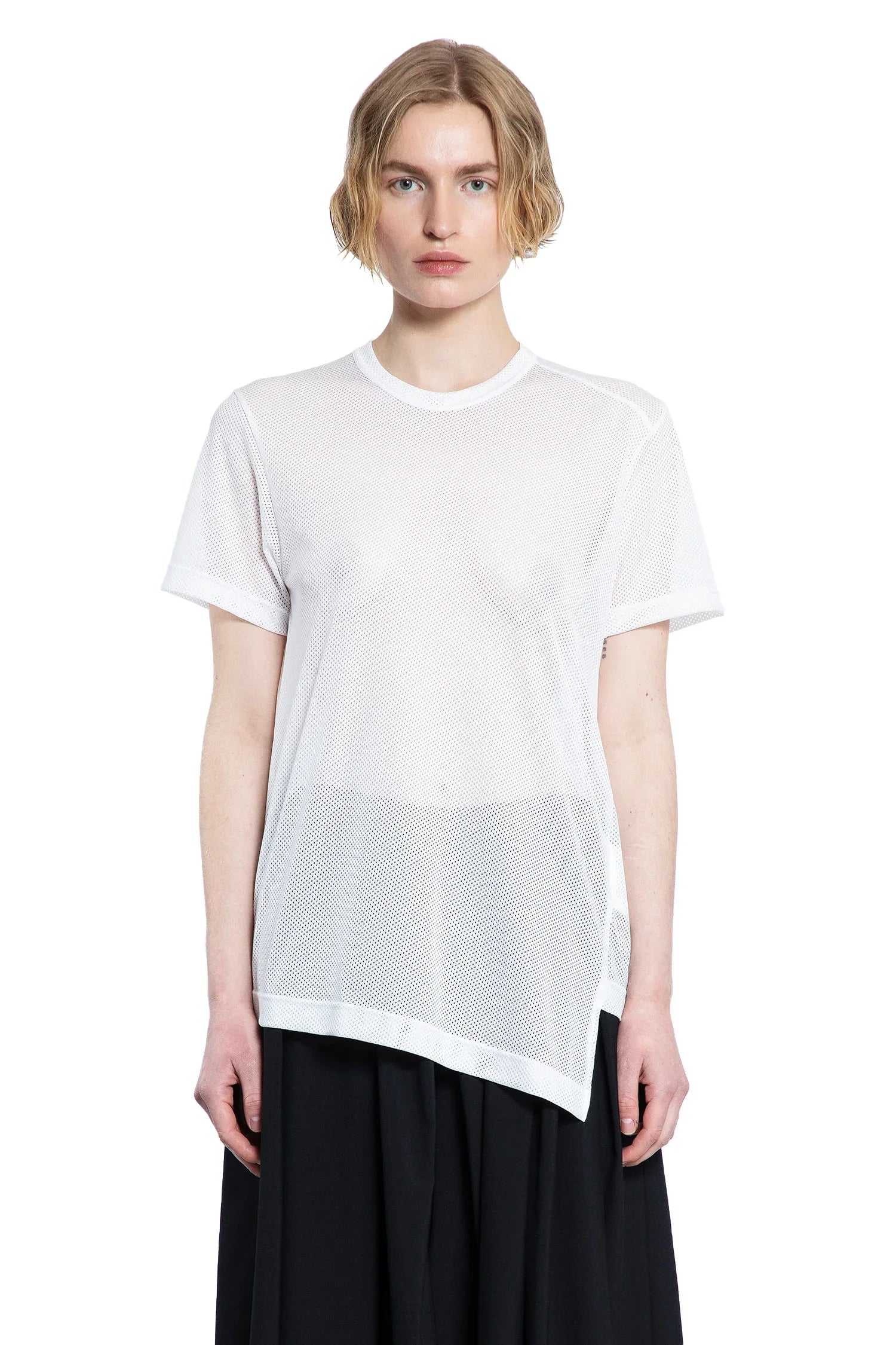 Оригінальна Asymmetric Nylon Mesh T-Shirt Comme des garcons – боковий вид