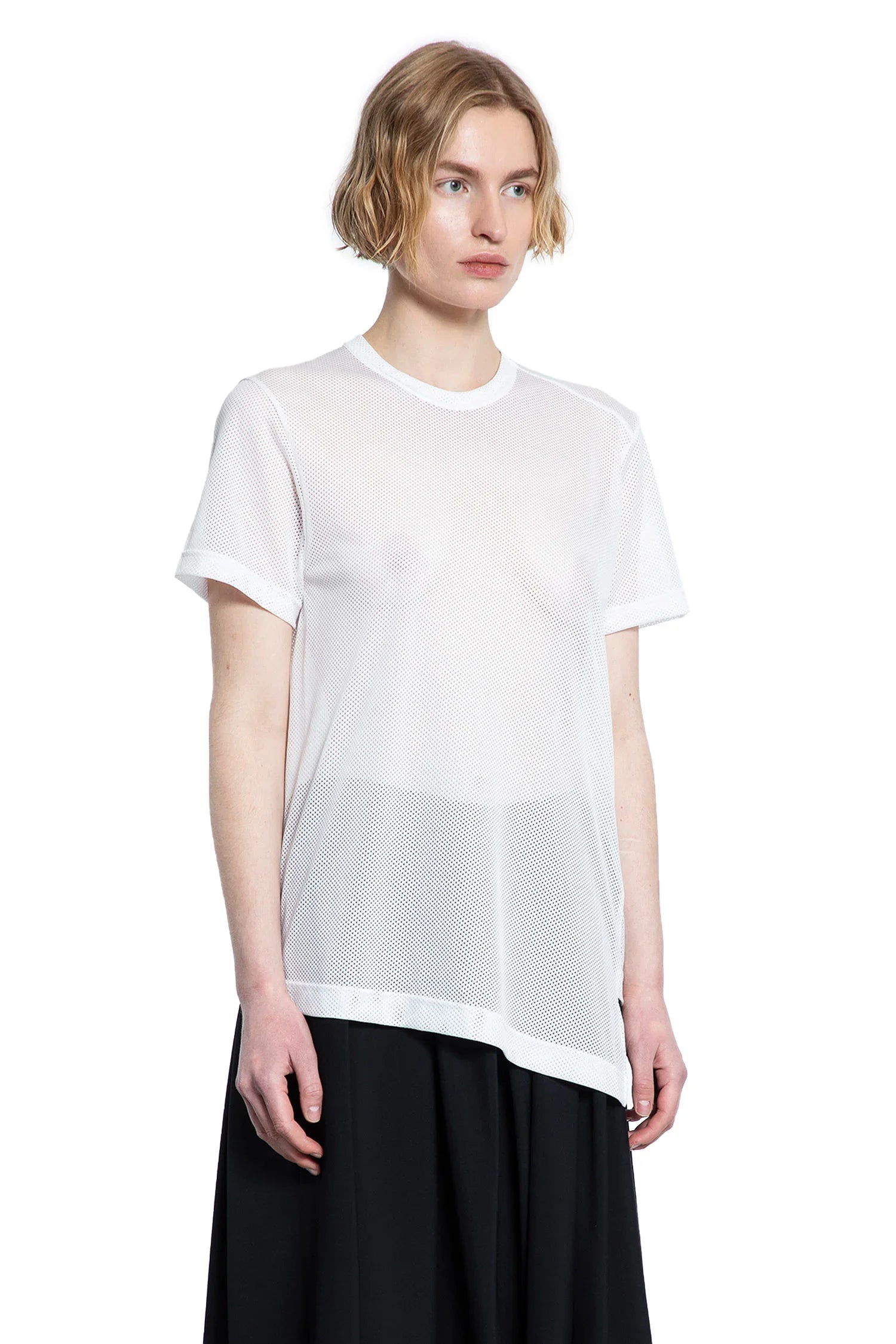 Оригінальна Asymmetric Nylon Mesh T-Shirt Comme des garcons – вид ззаду
