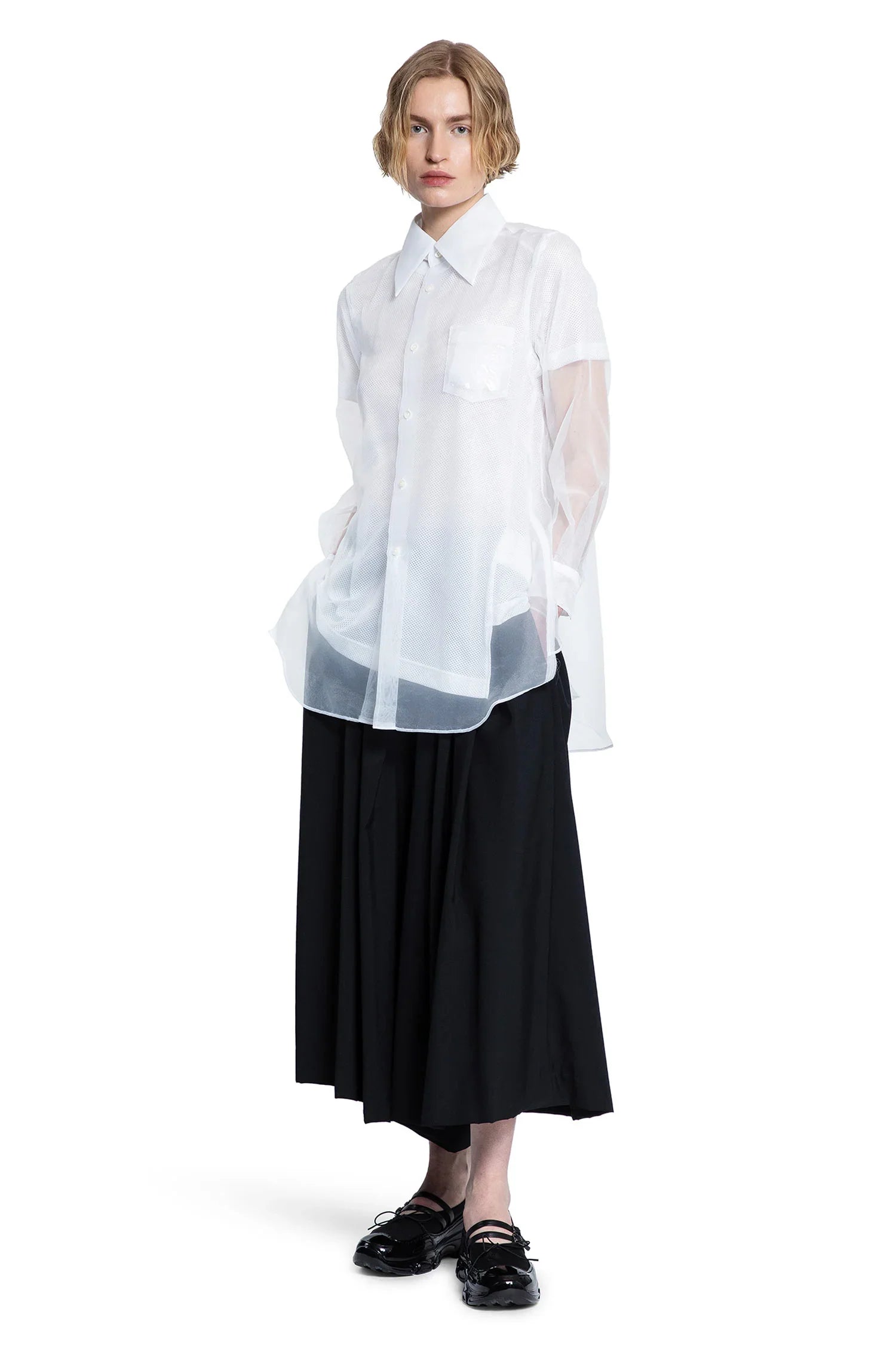 Оригінальна Asymmetric Nylon Mesh T-Shirt Comme des garcons – збільшений вид