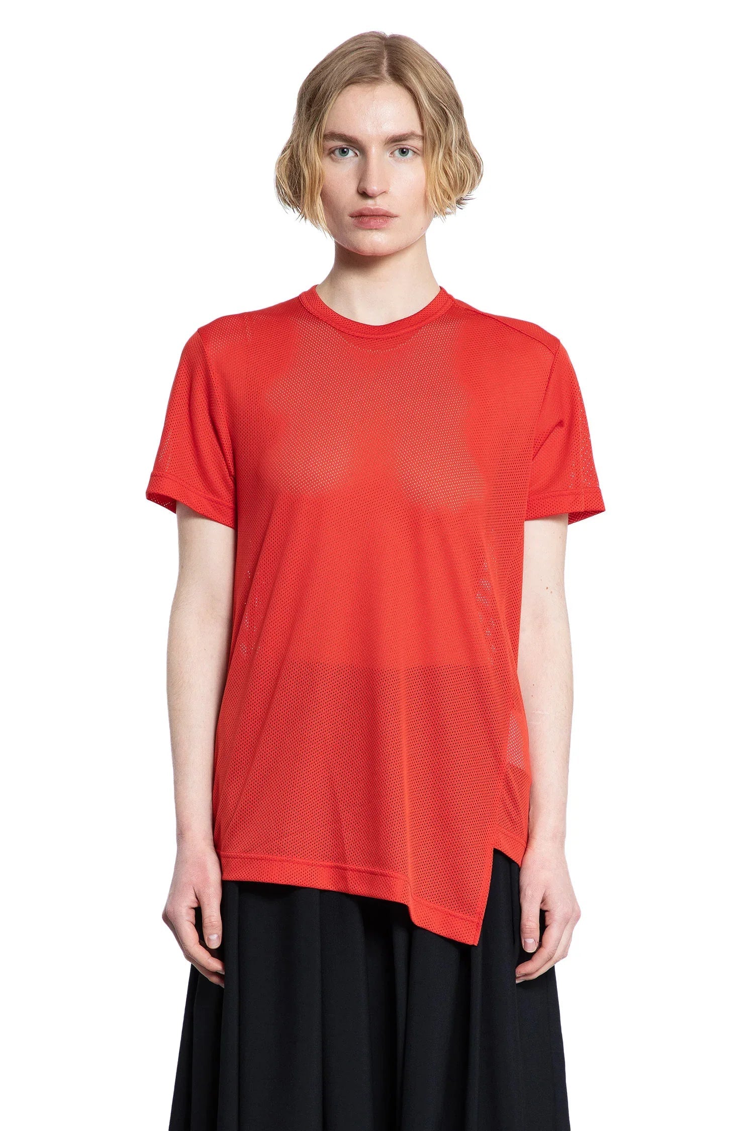 Оригінальна Asymmetric Nylon Mesh T-Shirt Comme des garcons – боковий вид