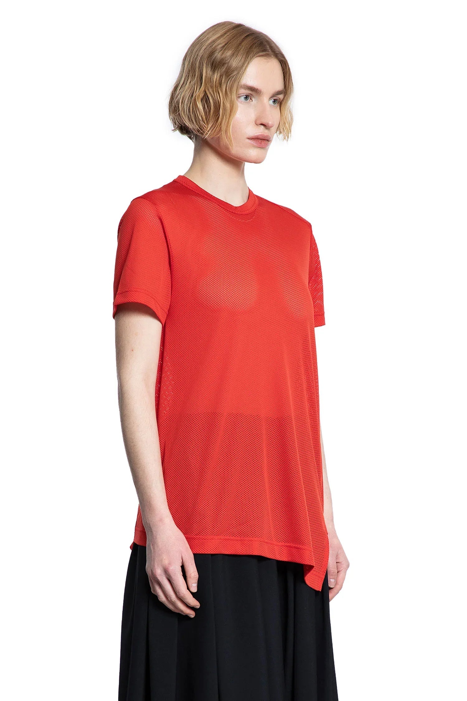 Оригінальна Asymmetric Nylon Mesh T-Shirt Comme des garcons – вид ззаду