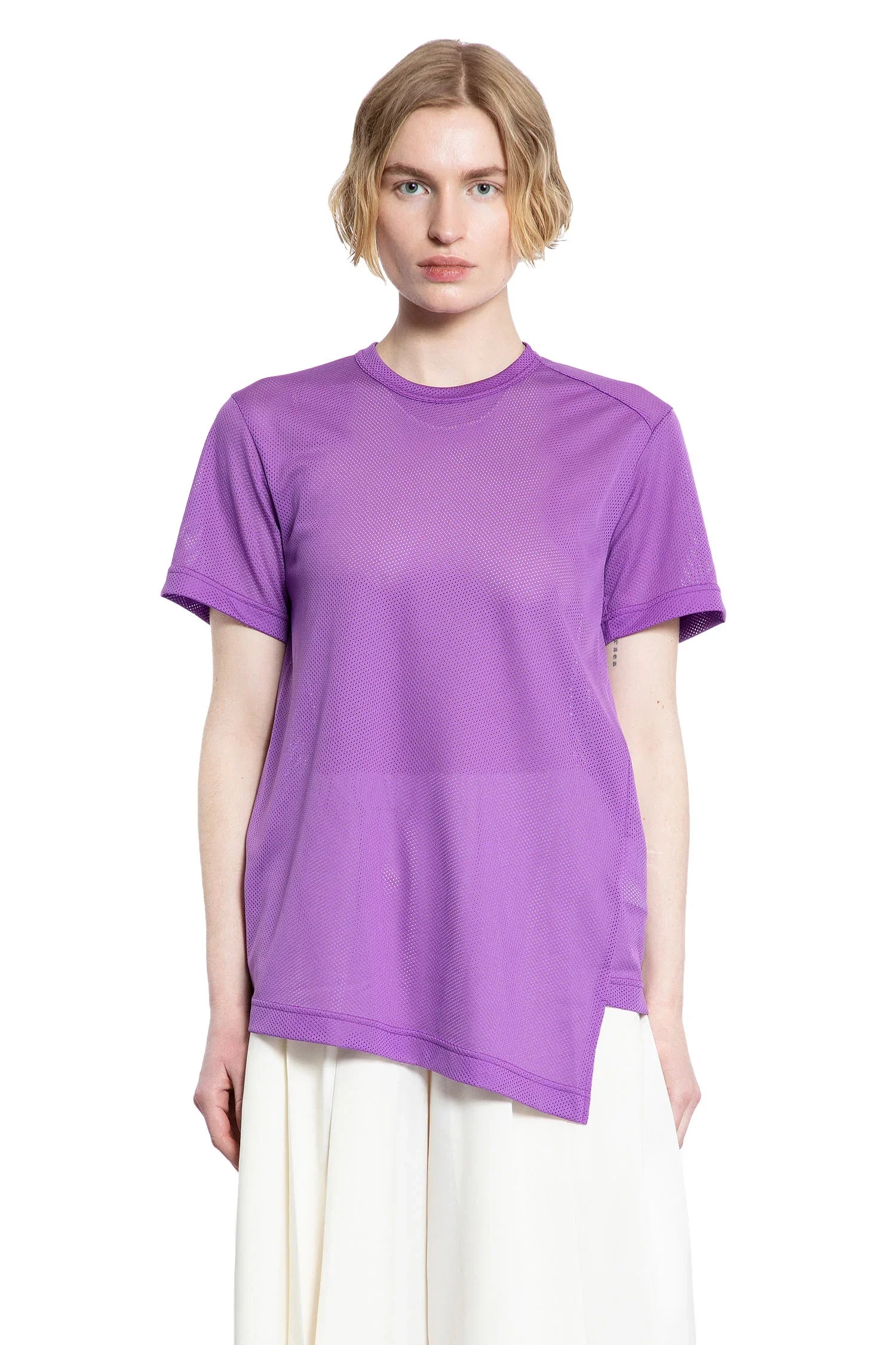 Оригінальна Asymmetric Nylon Mesh T-Shirt Comme des garcons – боковий вид