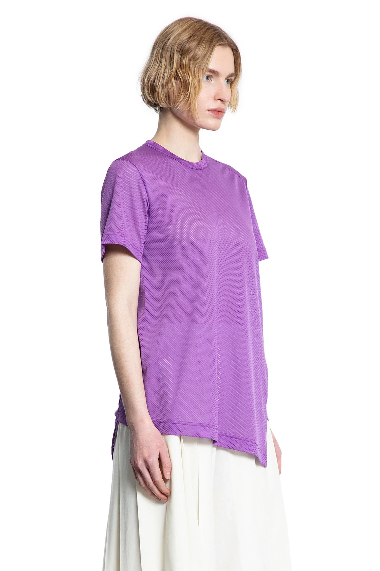 Оригінальна Asymmetric Nylon Mesh T-Shirt Comme des garcons – вид ззаду