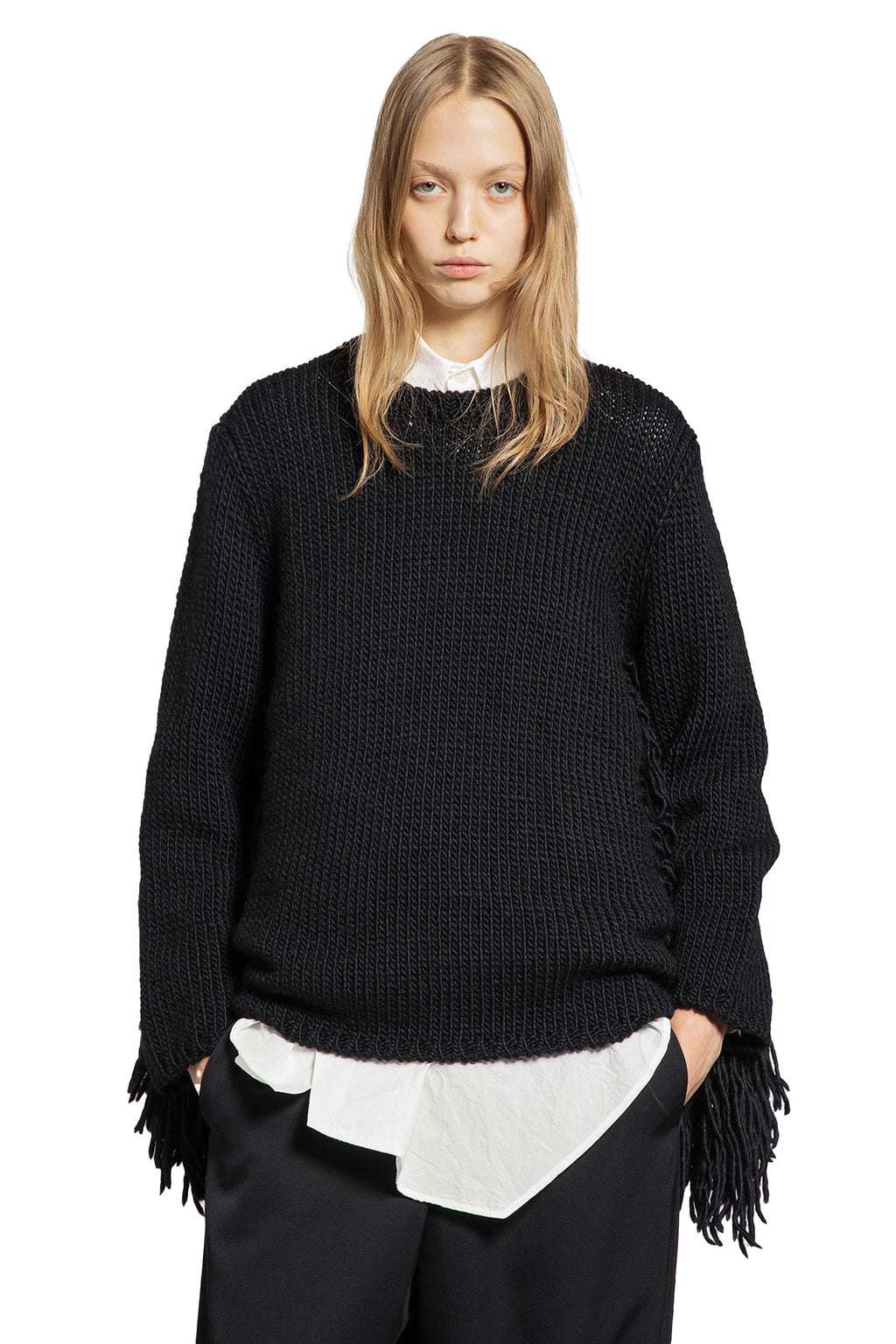 Fringed Crewneck Knitwear Comme des garcons оригінал – Купити в Україні – боковий вид