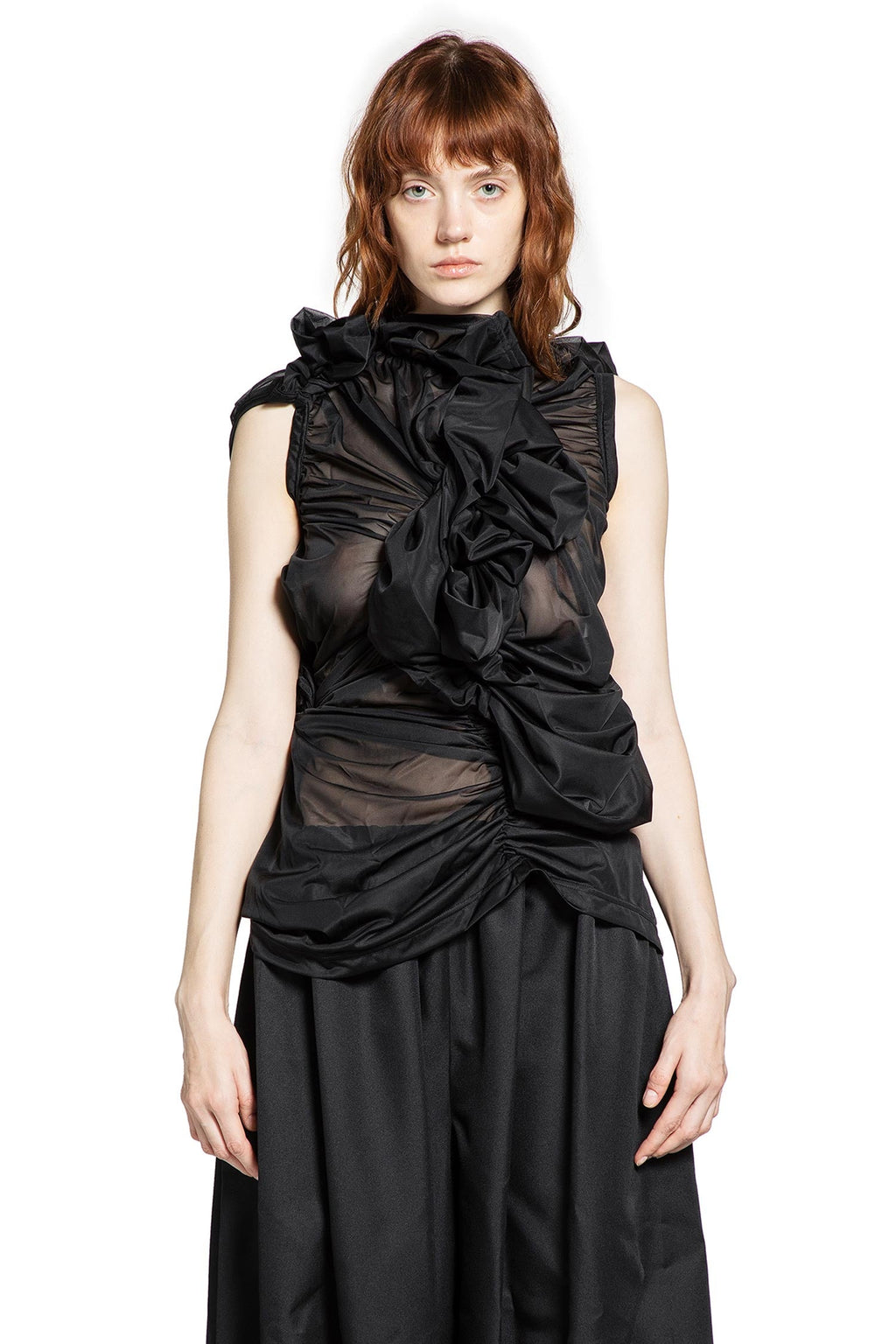 Gathered Sheer Nylon Sleeveless Top Comme des garcons оригінал – Купити в Україні – вид ззаду