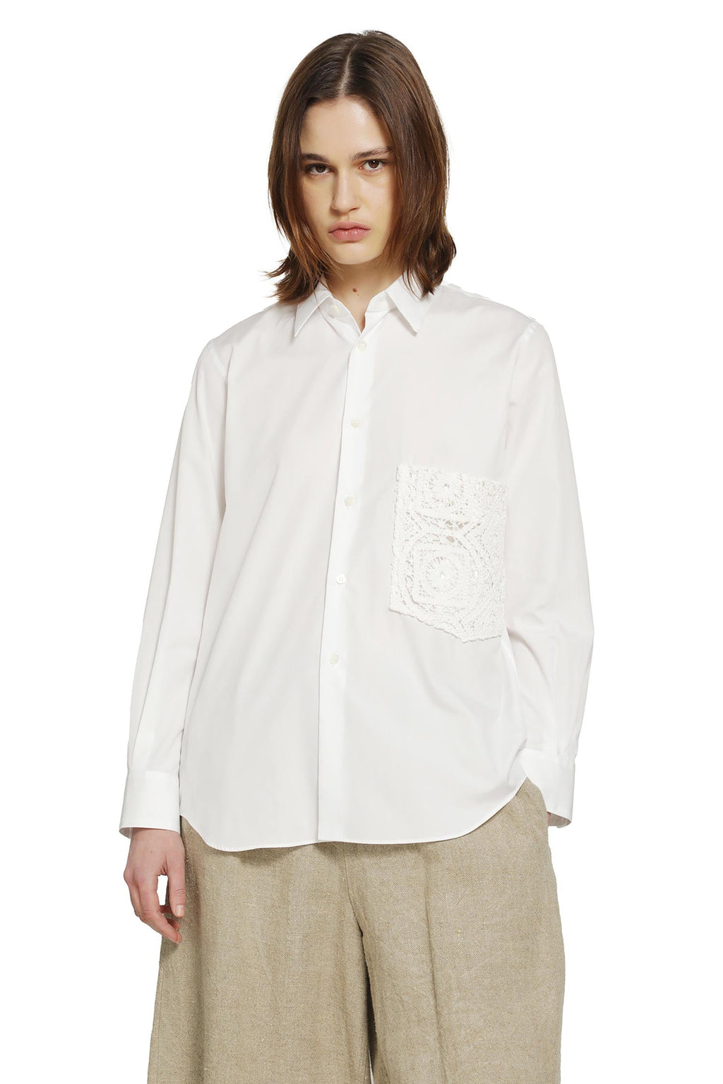 Оригінальна Crochet Pocket Shirt In Cotton Poplin Comme des garcons – боковий вид