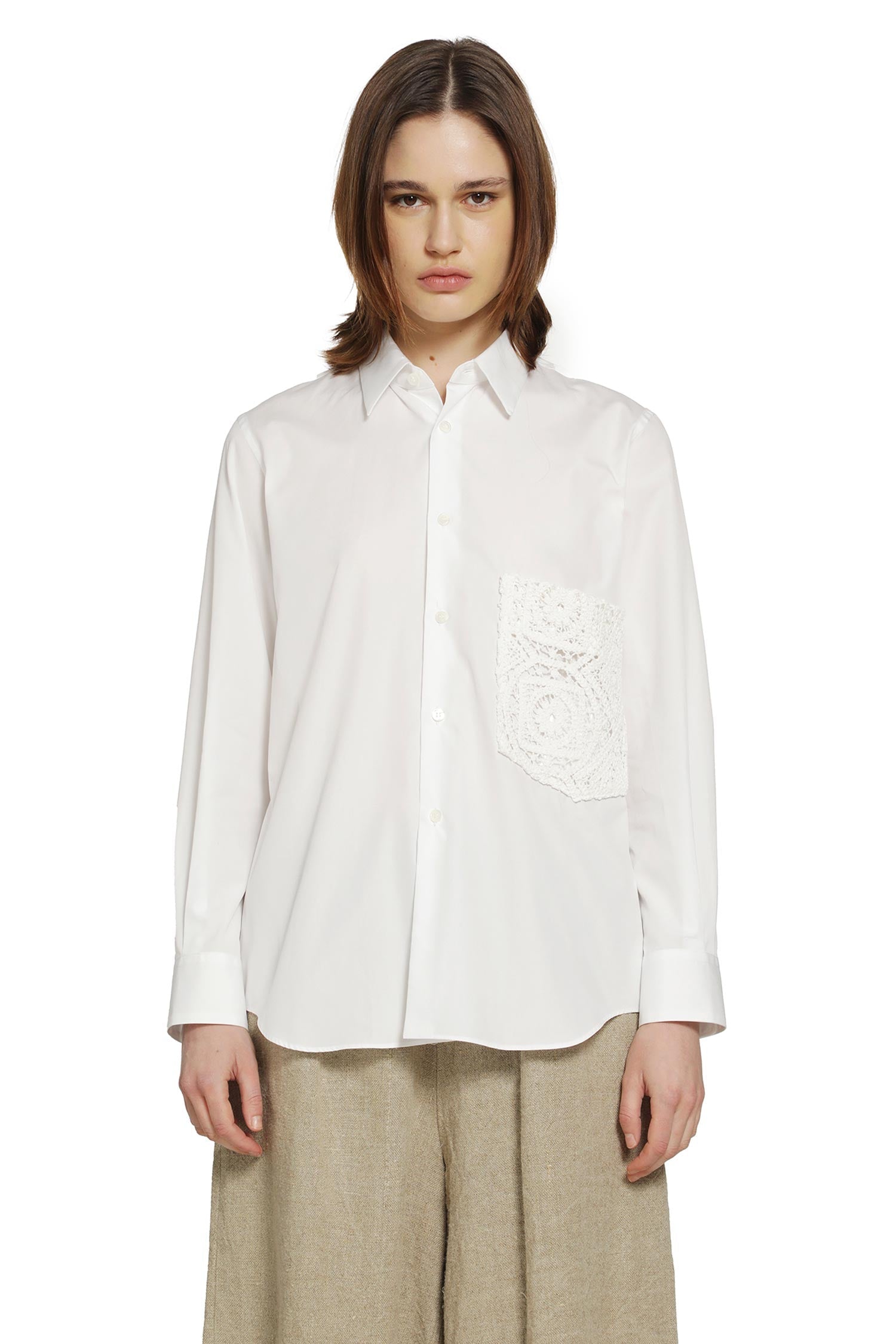 Оригінальна Crochet Pocket Shirt In Cotton Poplin Comme des garcons – вид ззаду