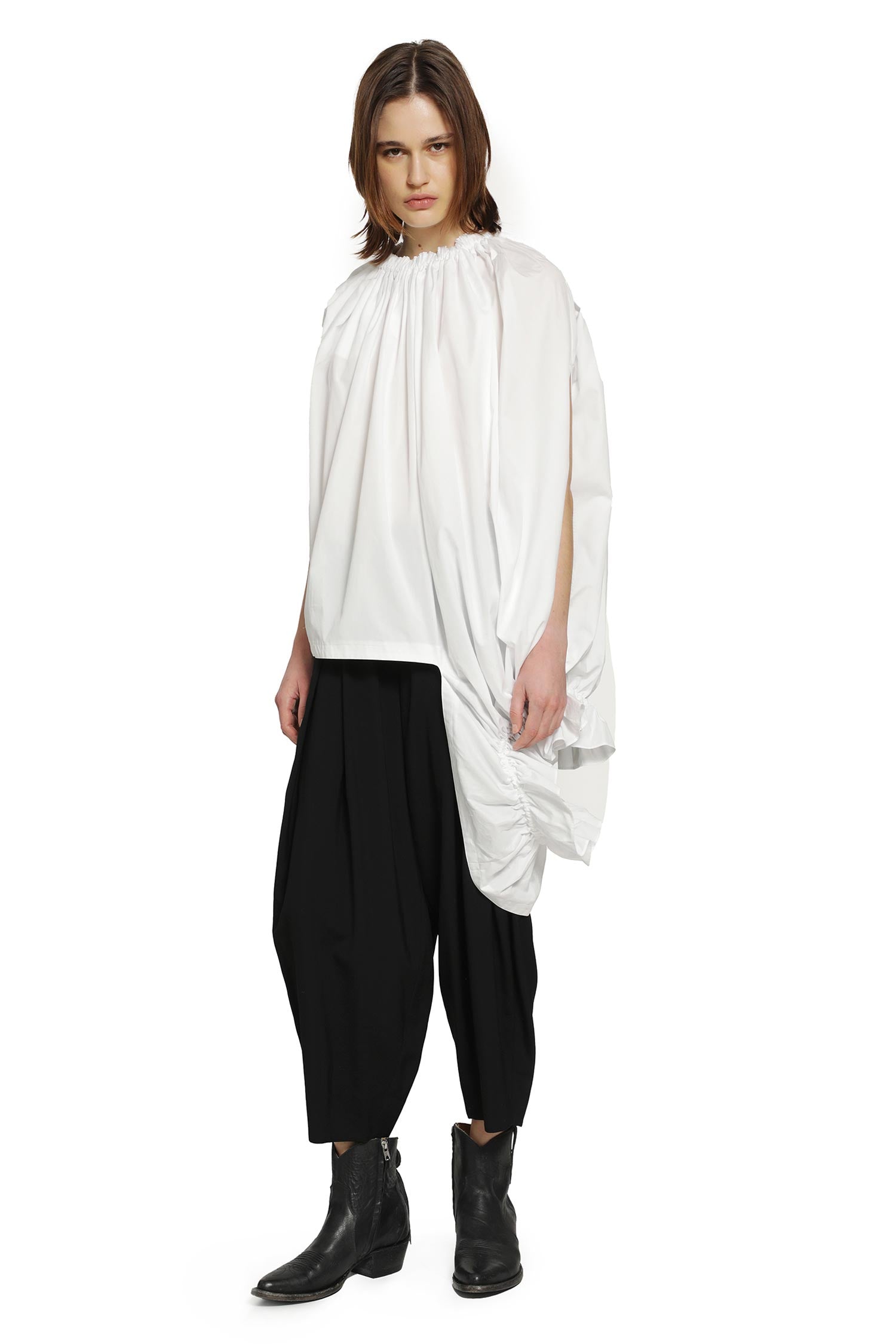 Оригінальна Gathered Cotton Poplin Blouse Comme des garcons – збільшений вид