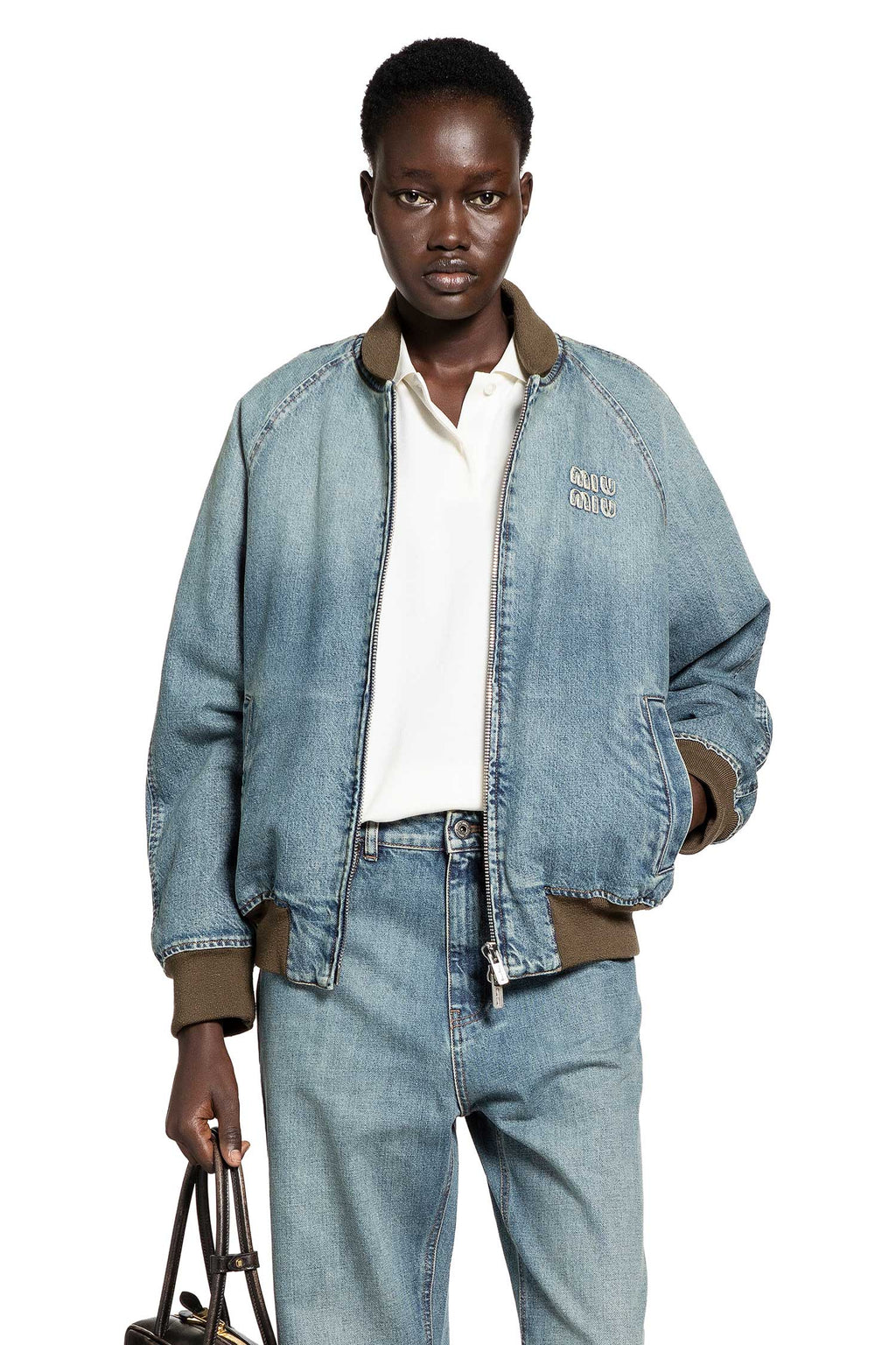 Оригінальна Denim Bomber Miu miu – боковий вид