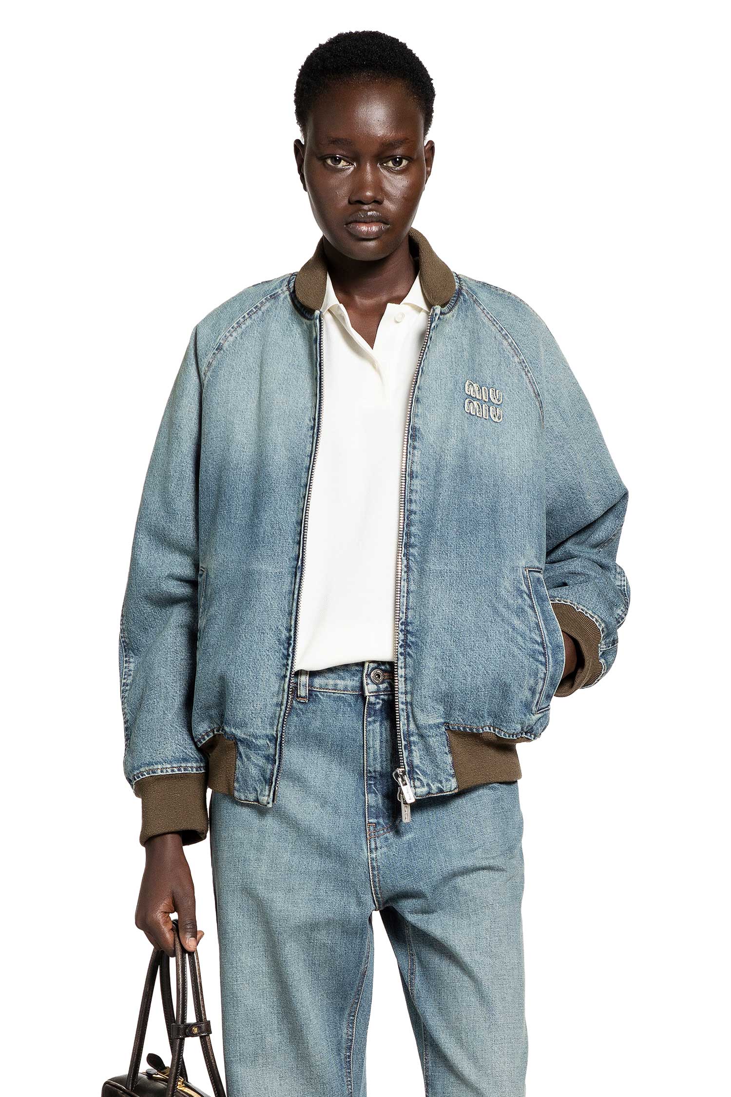 Оригінальна Denim Bomber Miu miu – боковий вид
