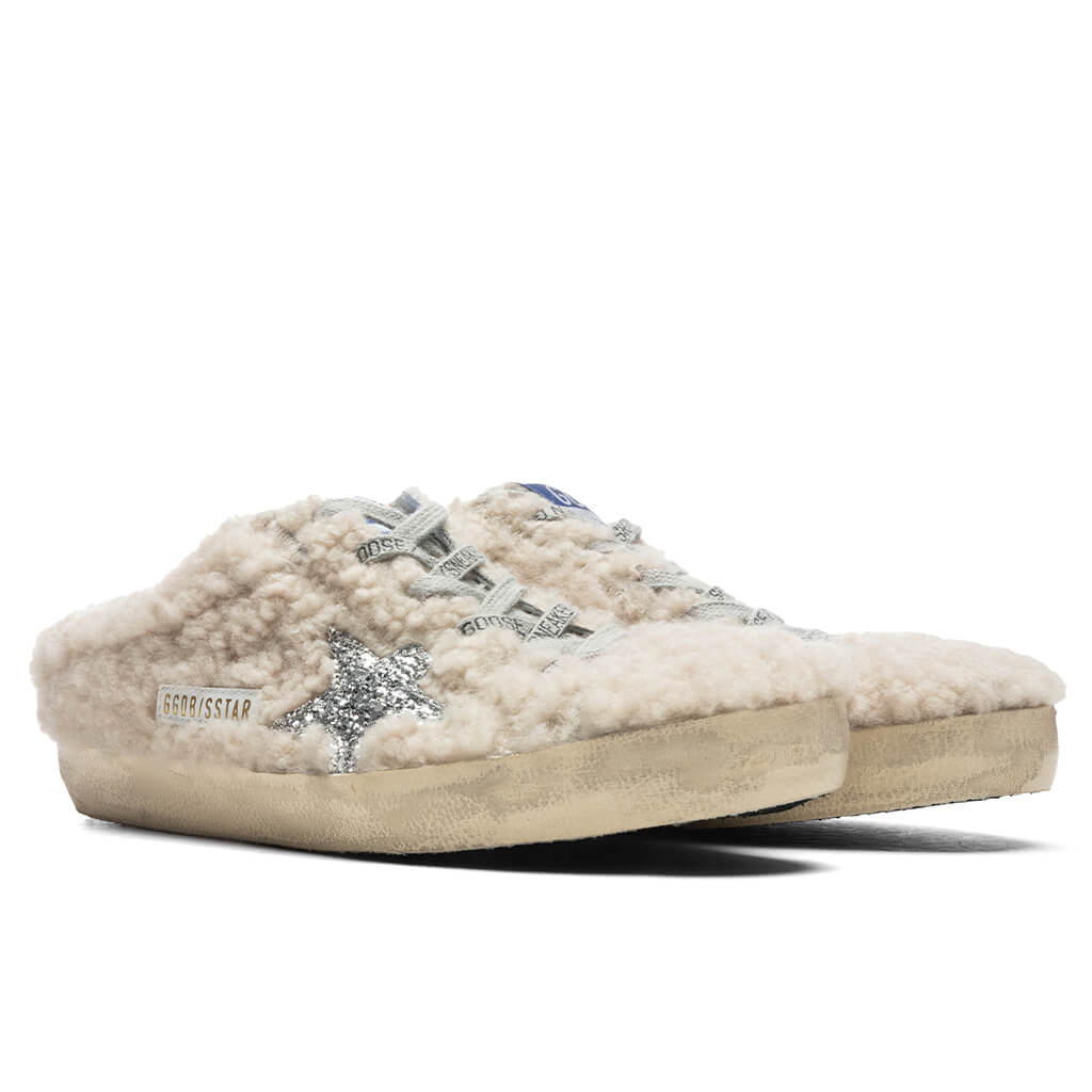 Women's Super-Star Sabot - Natural White/Silver - GOLDEN GOOSE