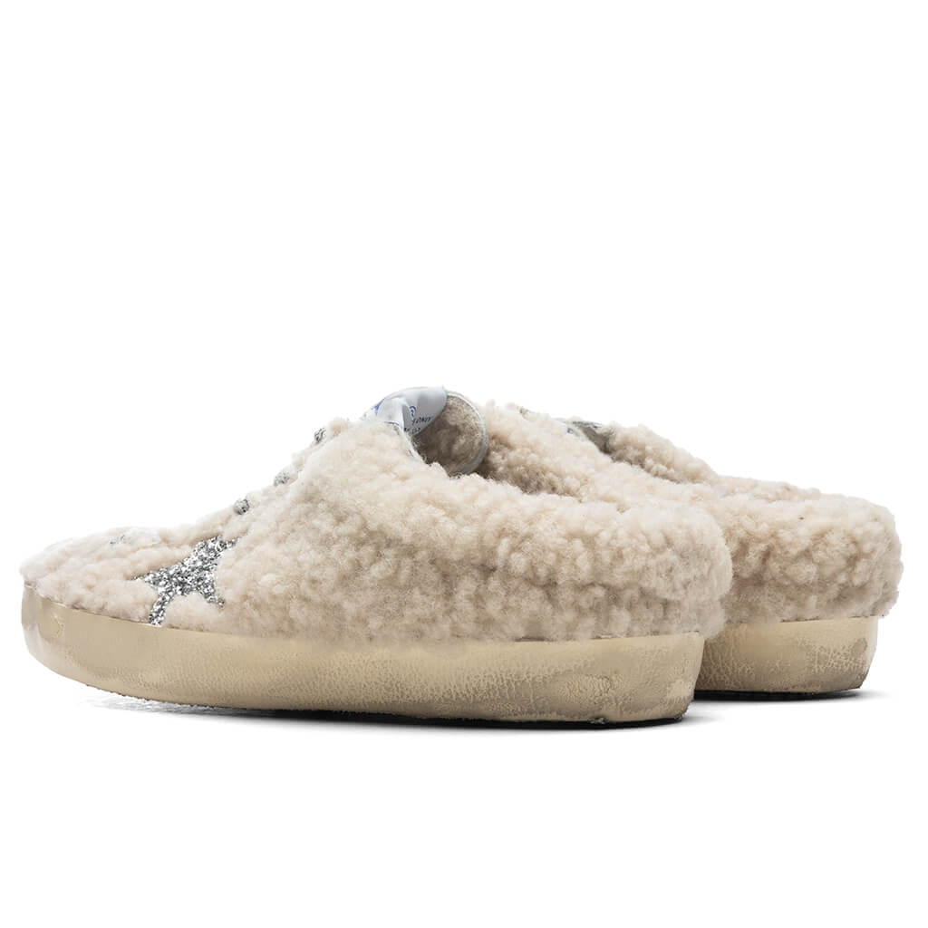 Women's Super-Star Sabot - Natural White/Silver - GOLDEN GOOSE