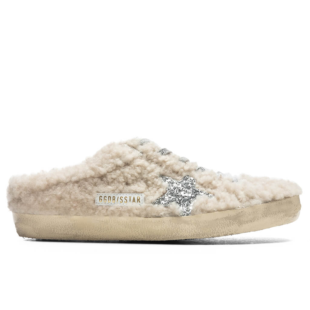 Women's Super-Star Sabot - Natural White/Silver - GOLDEN GOOSE