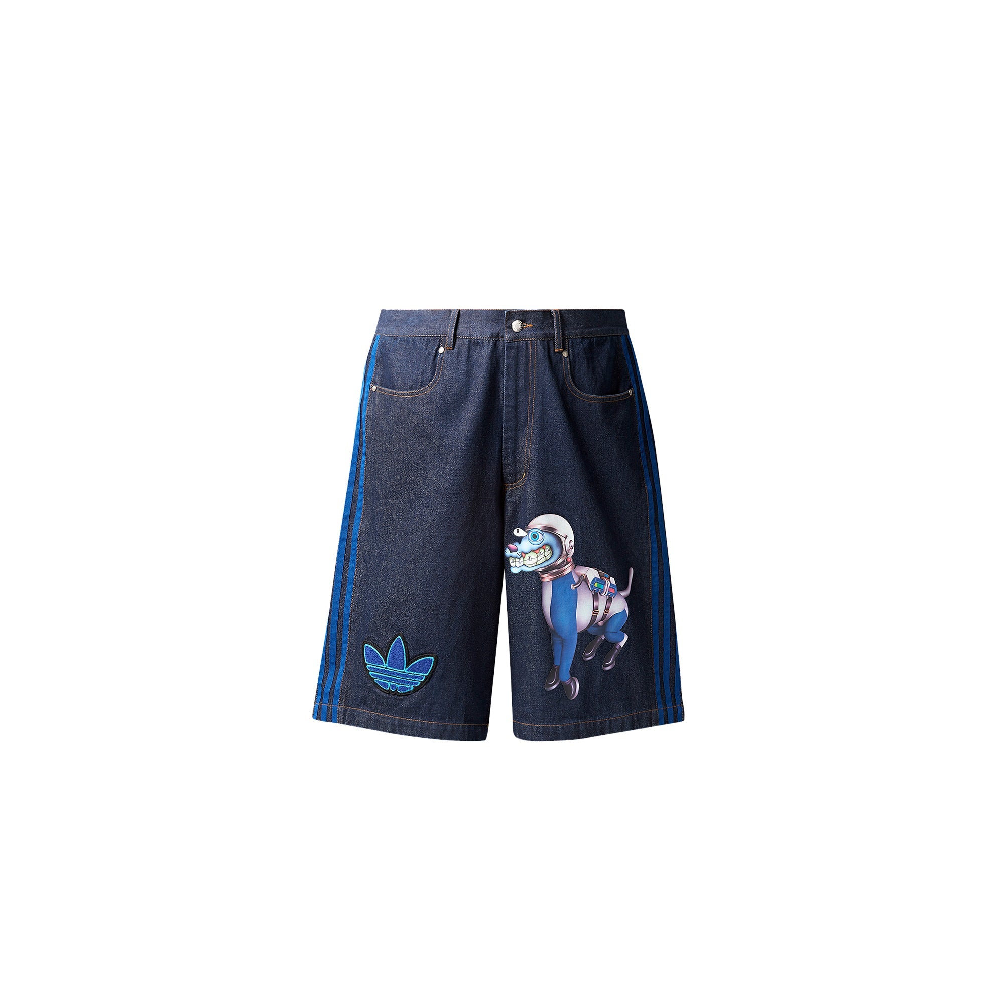 X Kf Mens Jean Shorts Medium Blue Denim Adidas – Гарантія оригінальності – боковий вид - ADIDAS