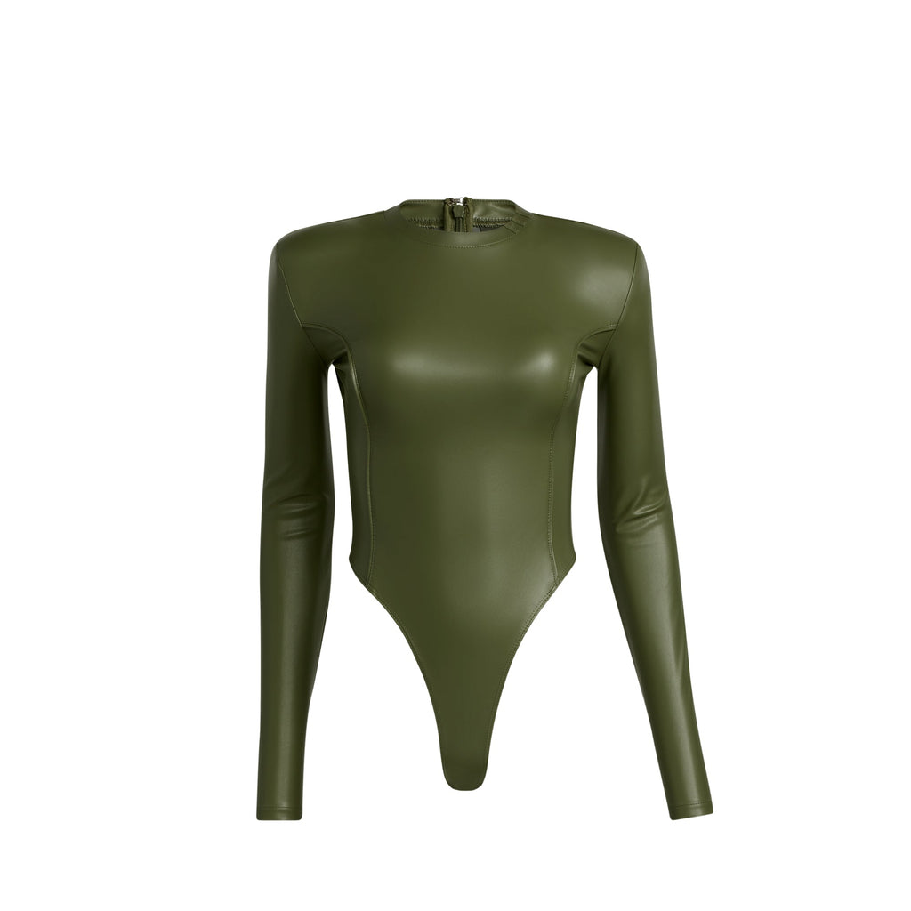 Womens Faux Leather Bodysuit Wild Pine Adidas – Гарантія оригінальності – боковий вид