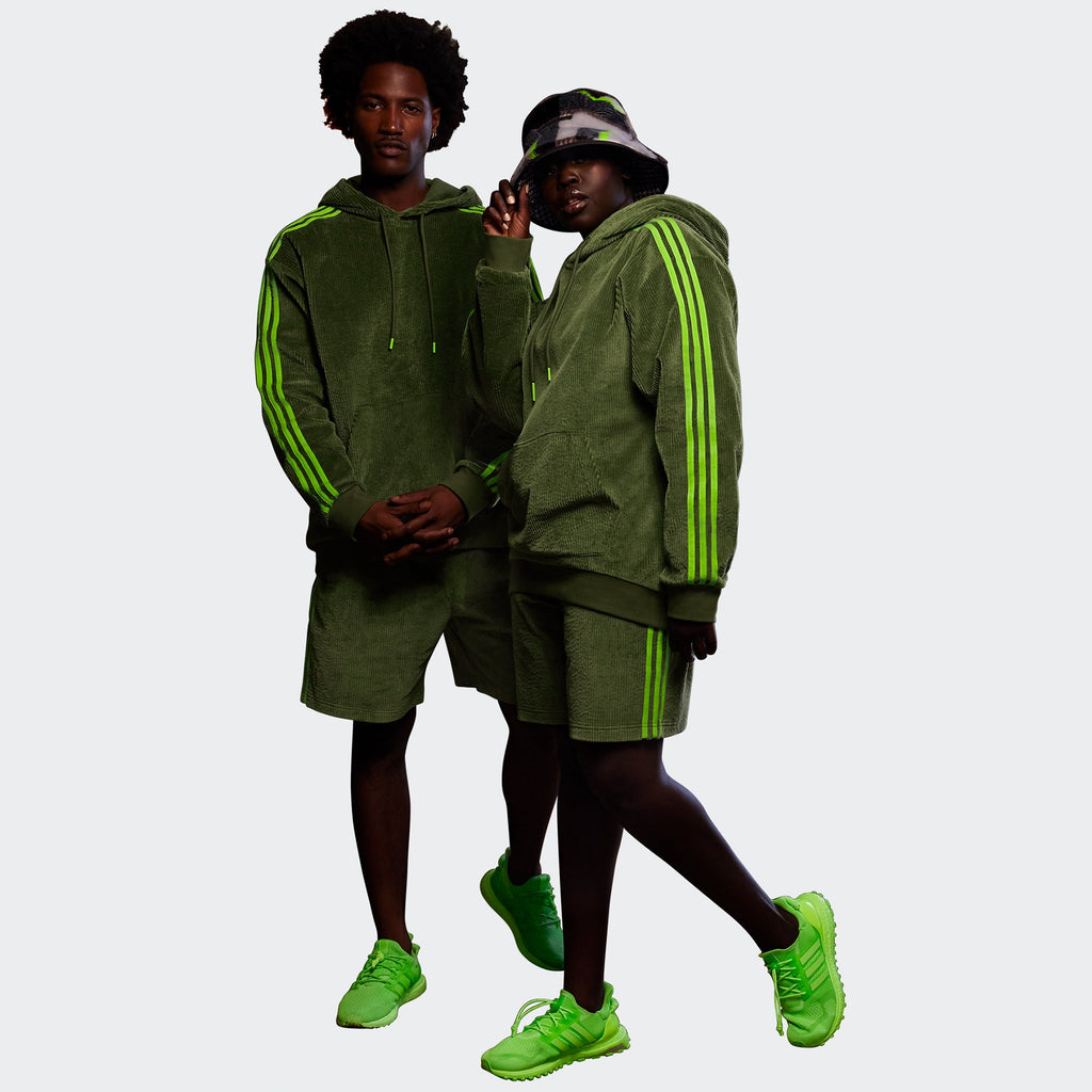 Corduroy Hoodie Wild Pine Solar Slime Adidas – Гарантія оригінальності – вид ззаду