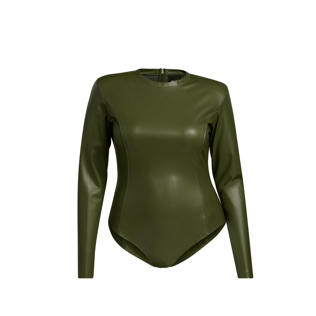 Womens Faux Leather Bodysuit Wild Pine Adidas – Гарантія оригінальності – боковий вид
