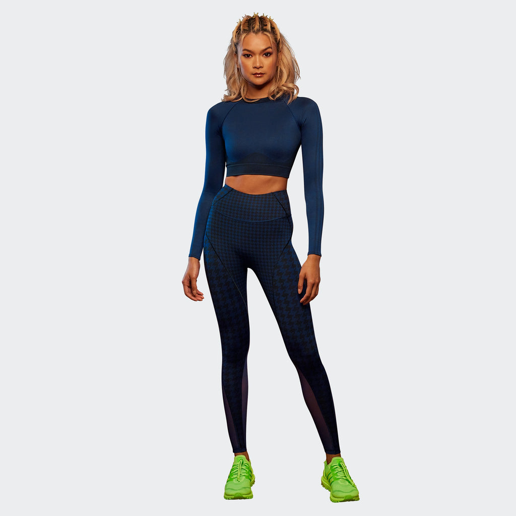 Оригінальна Womens Knit Crop Top 2.0 Dark Blue Adidas – вид ззаду
