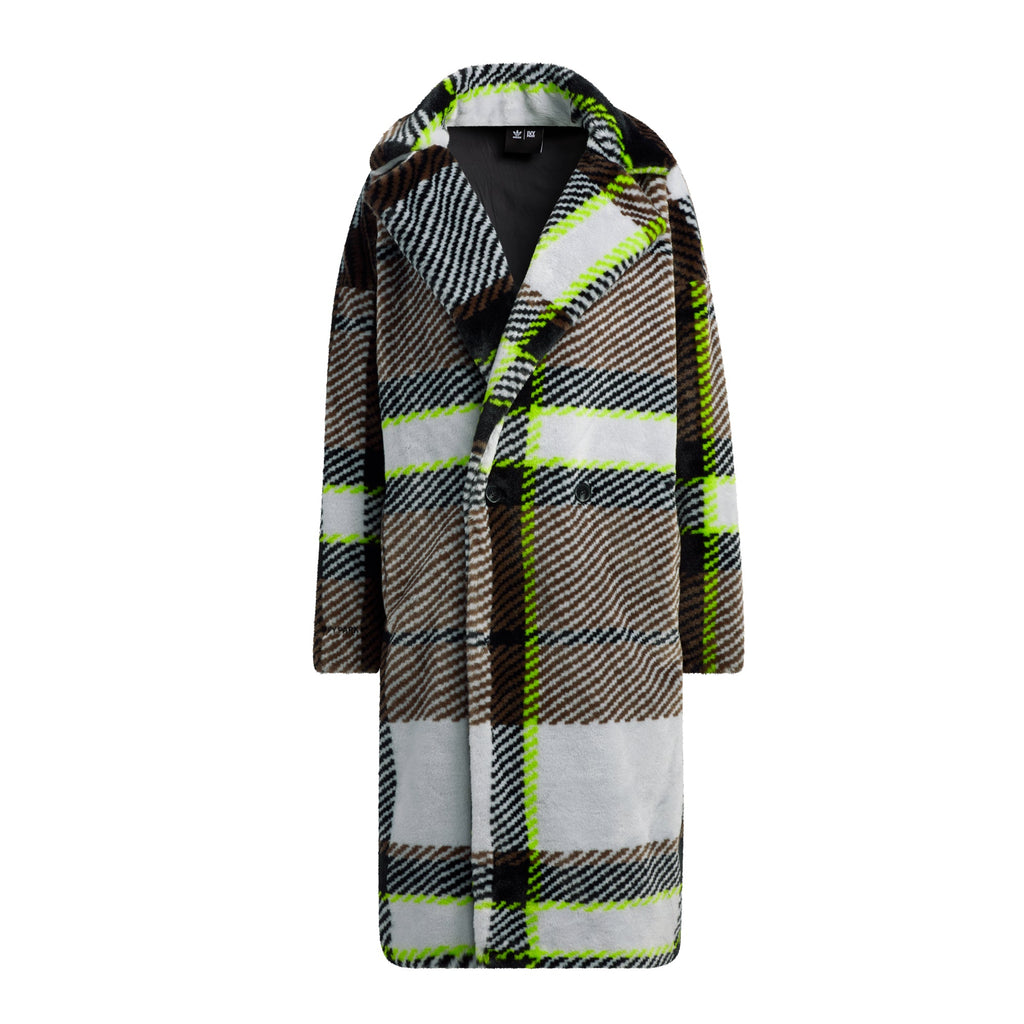 Оригінальна Long Plaid Faux Fur Jacket Clear Grey Adidas – боковий вид