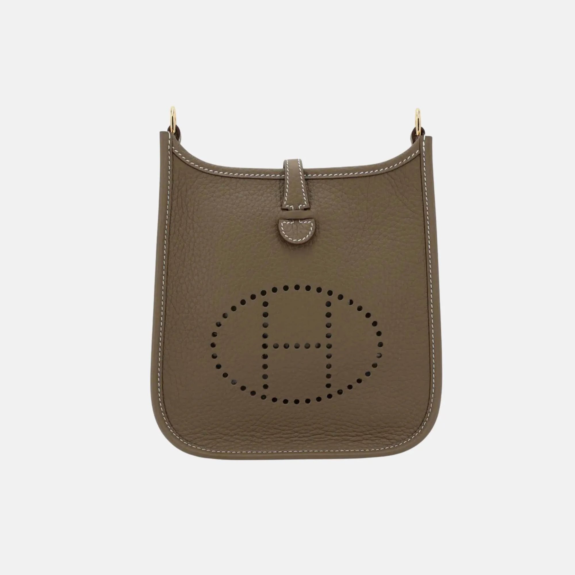 Оригінальна Mini Evelyne Tpm Amazone 112 Clemence Etoupe Ghw Hermes – боковий вид