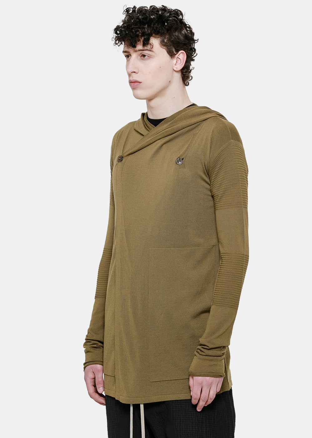 Brown Hooded Maglia Cardigan Rick owens – Гарантія оригінальності – детальний вид