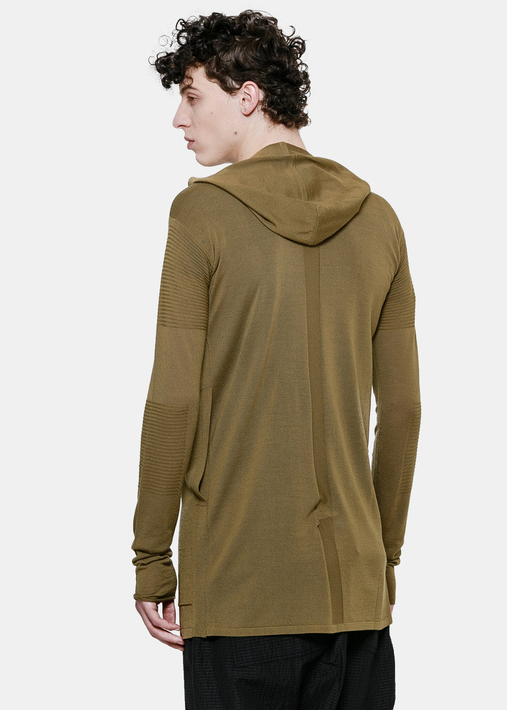 Brown Hooded Maglia Cardigan Rick owens – Гарантія оригінальності – вид ззаду