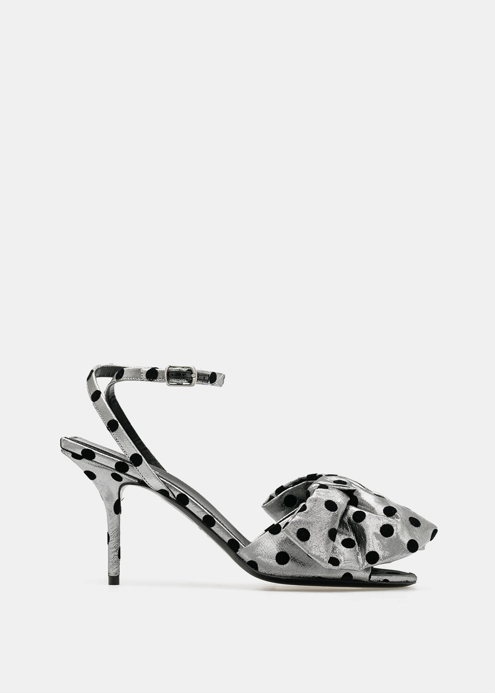 Оригінальна Silver & Black Bow Ankle Strap Sandals Balenciaga – боковий вид