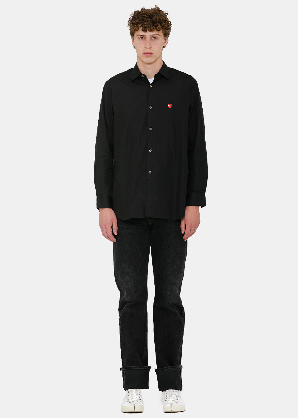Black & Red Heart Patch Shirt Comme des garcons оригінал – Купити в Україні – боковий вид