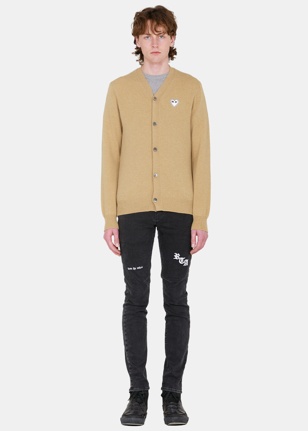 Camel & White Heart Patch Cardigan Comme des garcons оригінал – Купити в Україні – вид ззаду