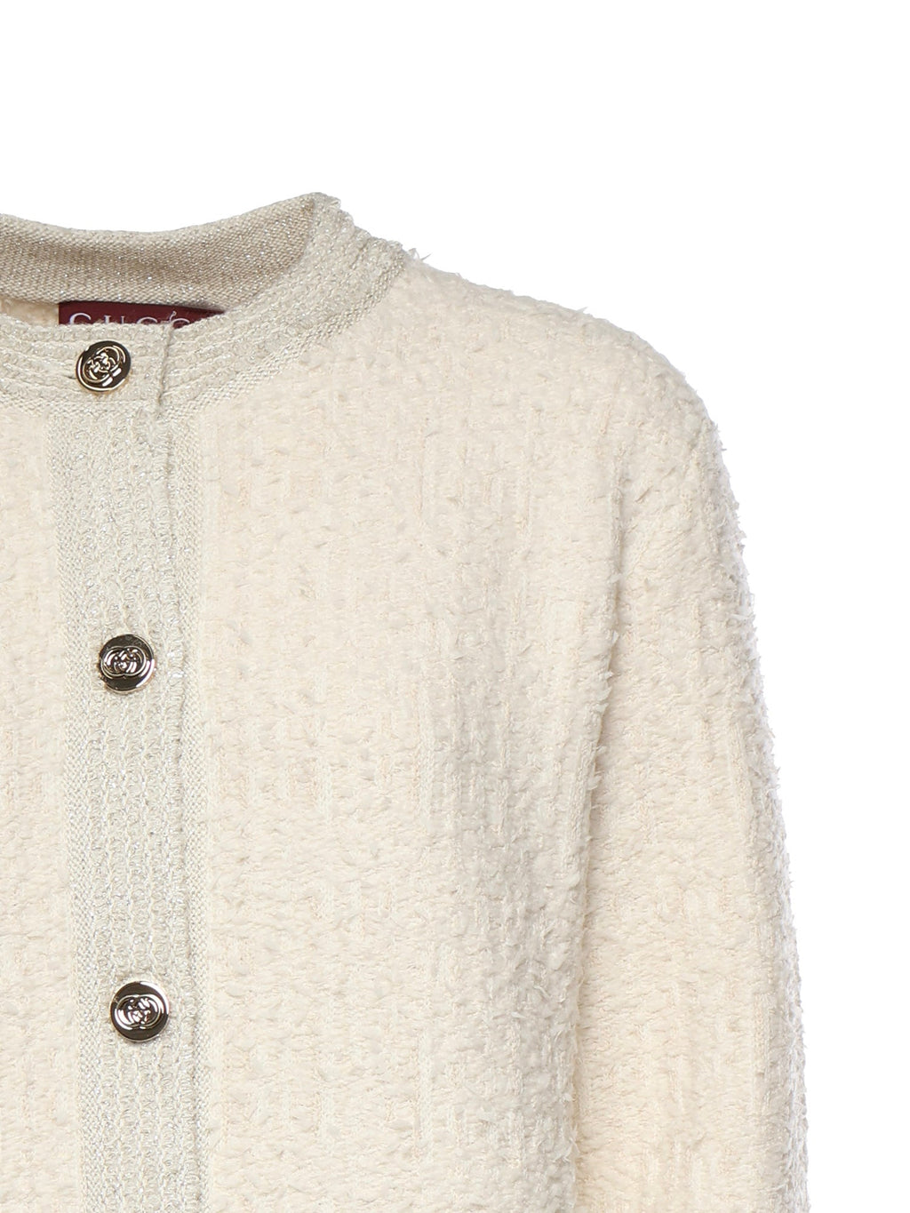 Cardigan In Lana Bouclé Lamé Gucci – Гарантія оригінальності – вид ззаду