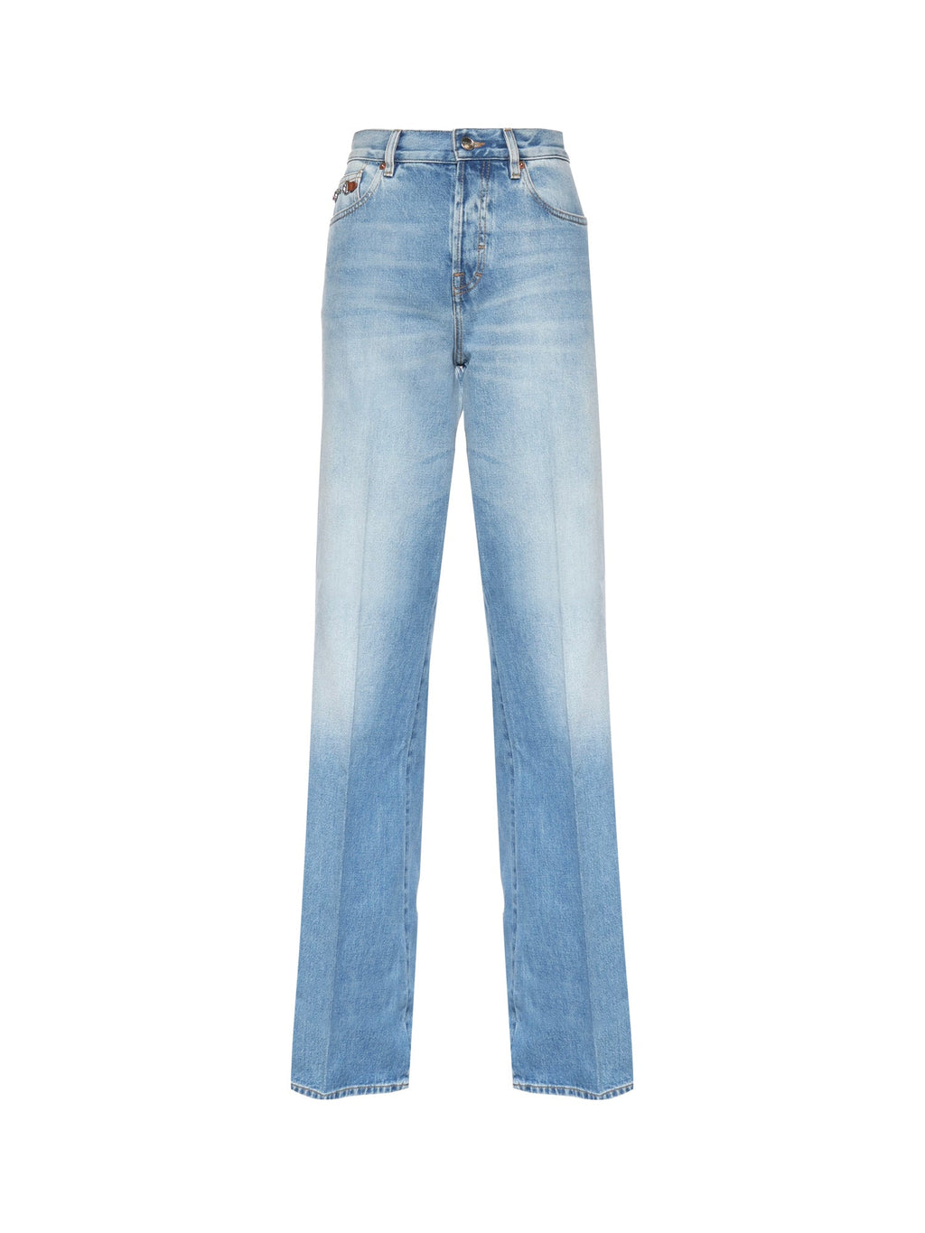 Jeans Flare In Denim DI Cotone Effetto Schiarito Gucci – Гарантія оригінальності – боковий вид