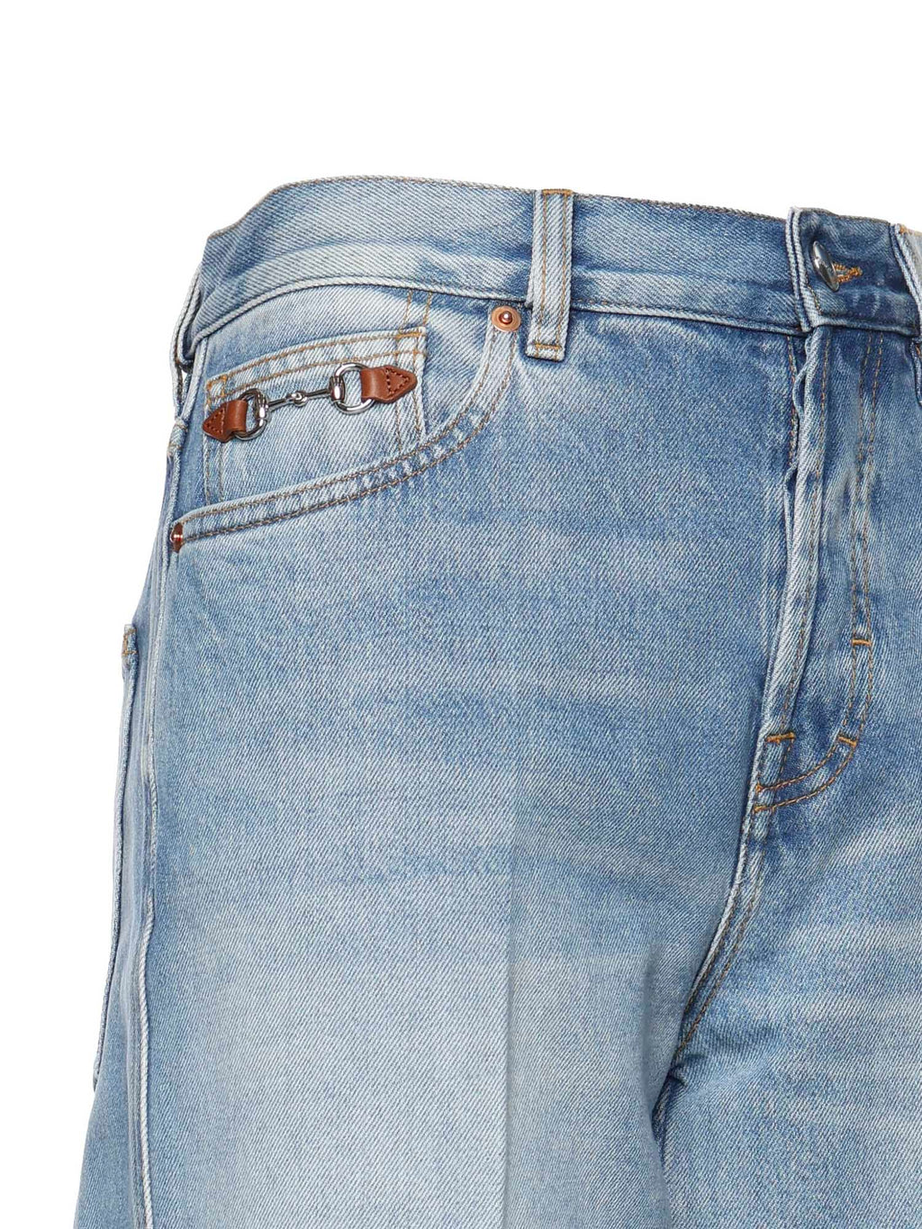 Jeans Flare In Denim DI Cotone Effetto Schiarito Gucci – Гарантія оригінальності – вид ззаду