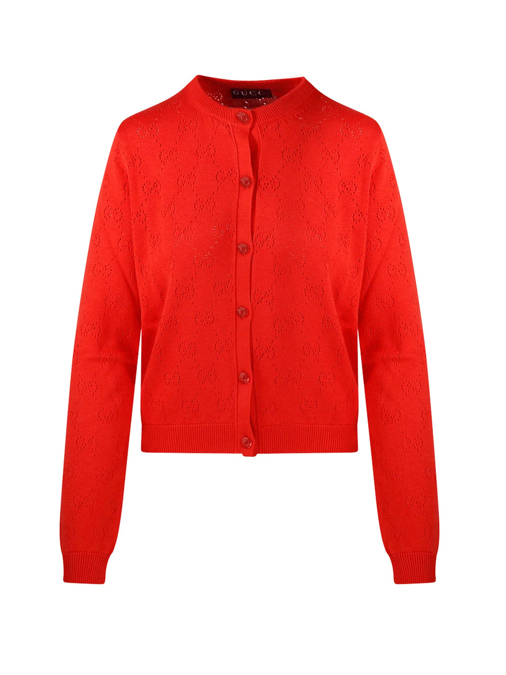 Cardigan In Cotone E Seta Pointelle Con Gg Gucci – Гарантія оригінальності – боковий вид