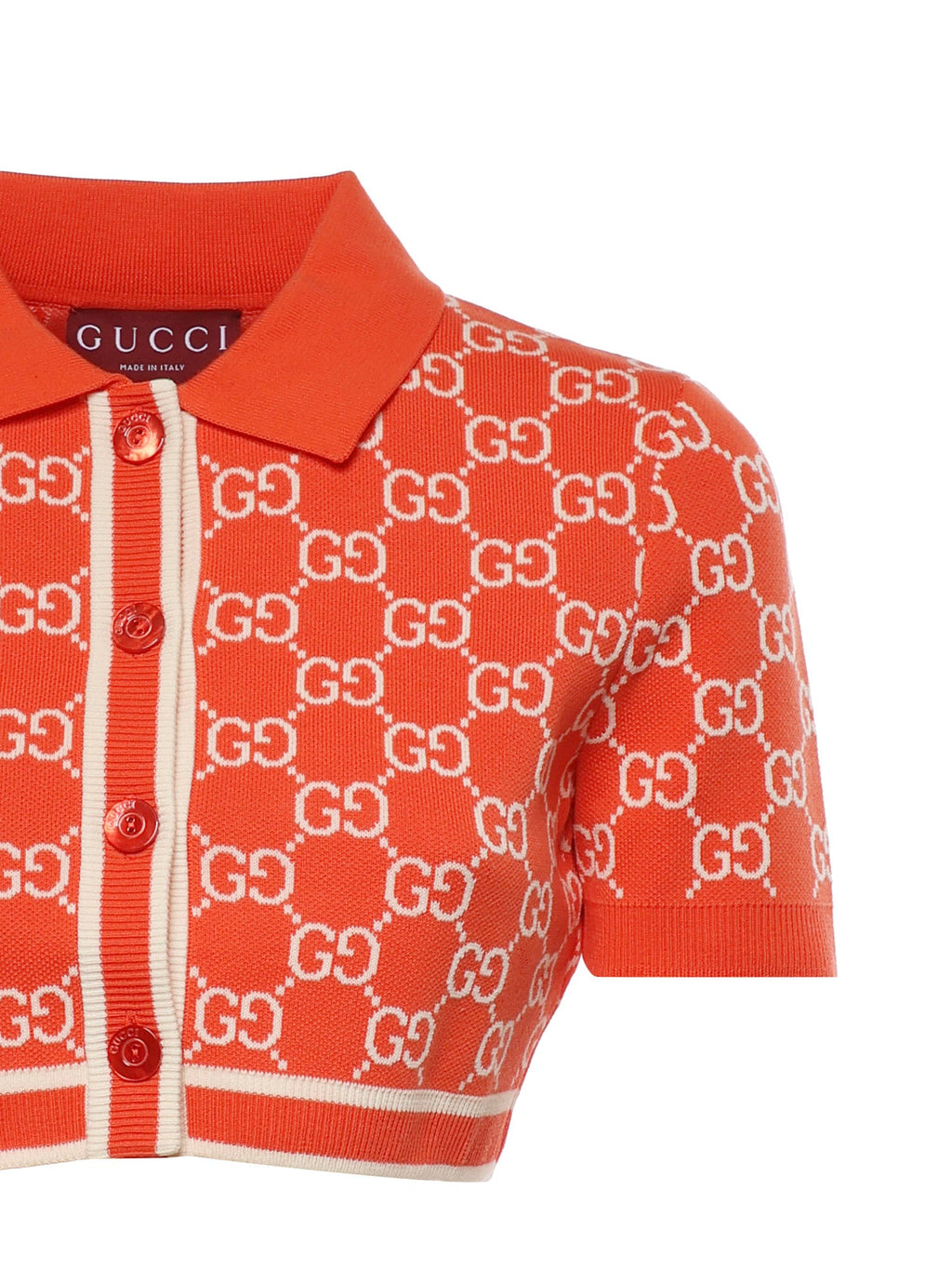 Оригінальна Cardigan Cropped In Cotone Gg Jacquard Gucci – вид ззаду