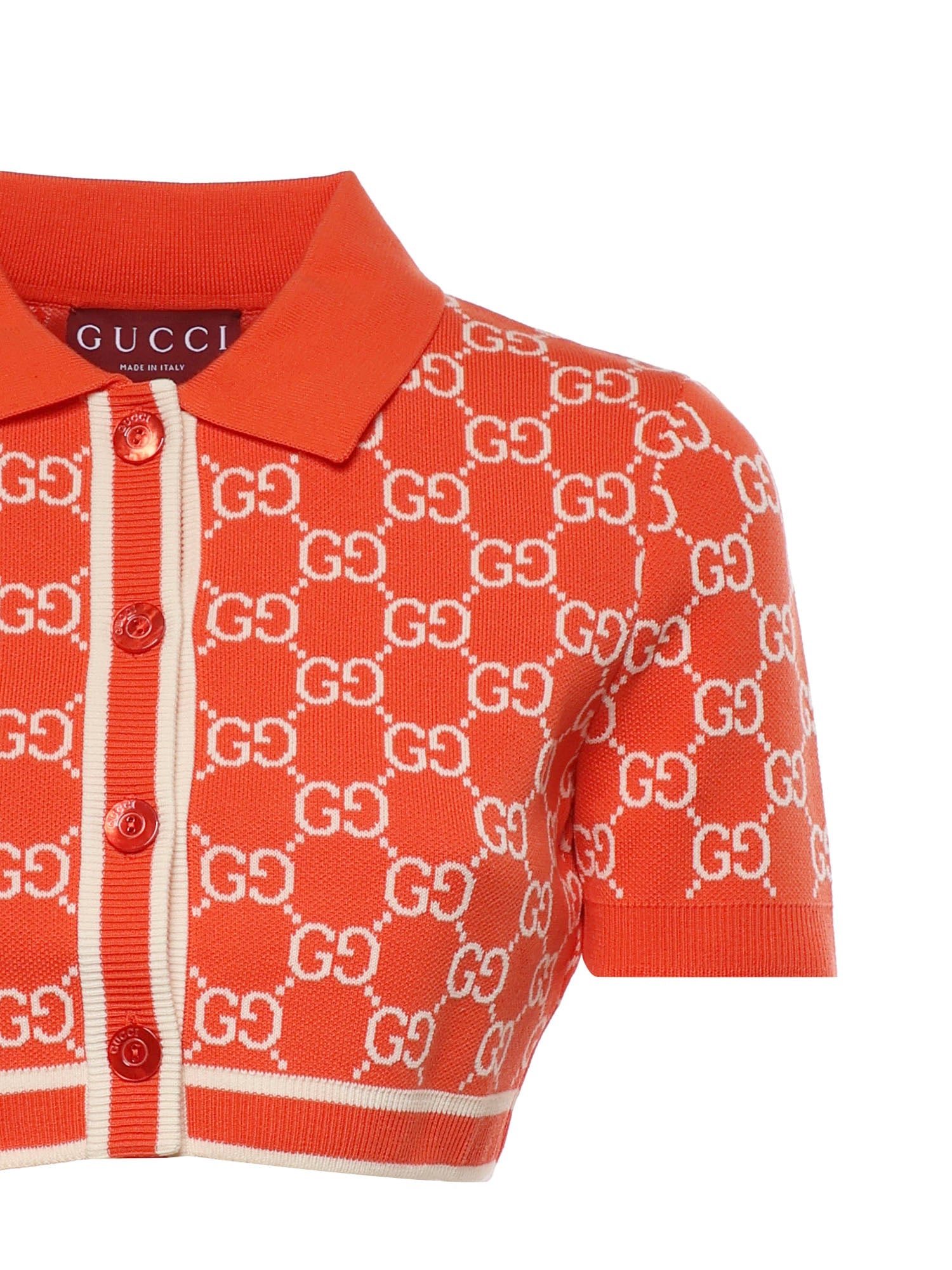 Оригінальна Cardigan Cropped In Cotone Gg Jacquard Gucci – вид ззаду