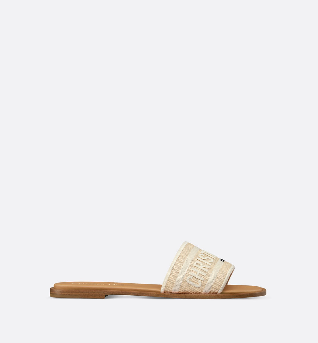 iviera Dway Slide Natural Raffia And White Embroidered Cotton Dior оригінал – Купити в Україні – вид ззаду