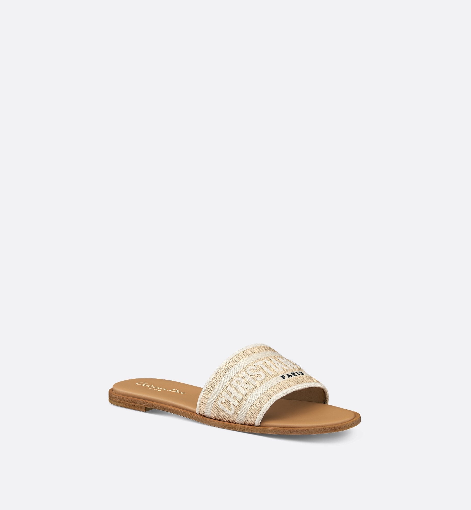 iviera Dway Slide Natural Raffia And White Embroidered Cotton Dior оригінал – Купити в Україні – боковий вид