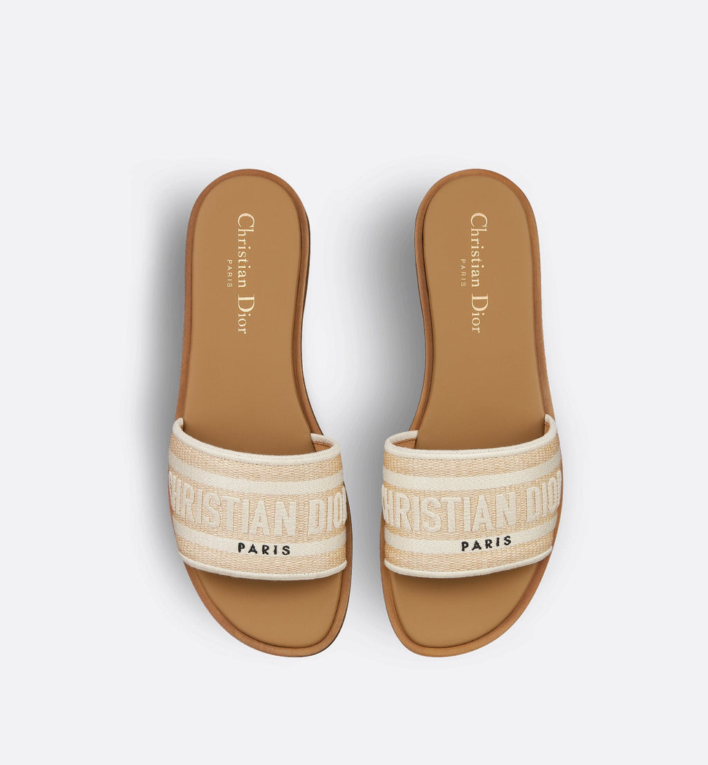 iviera Dway Slide Natural Raffia And White Embroidered Cotton Dior оригінал – Купити в Україні – детальний вид